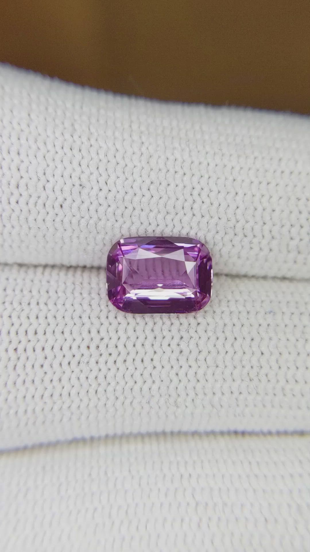 2.54 Ct. Pinkish Purple Sapphire from Ceylon (Sri Lanka) Size Video