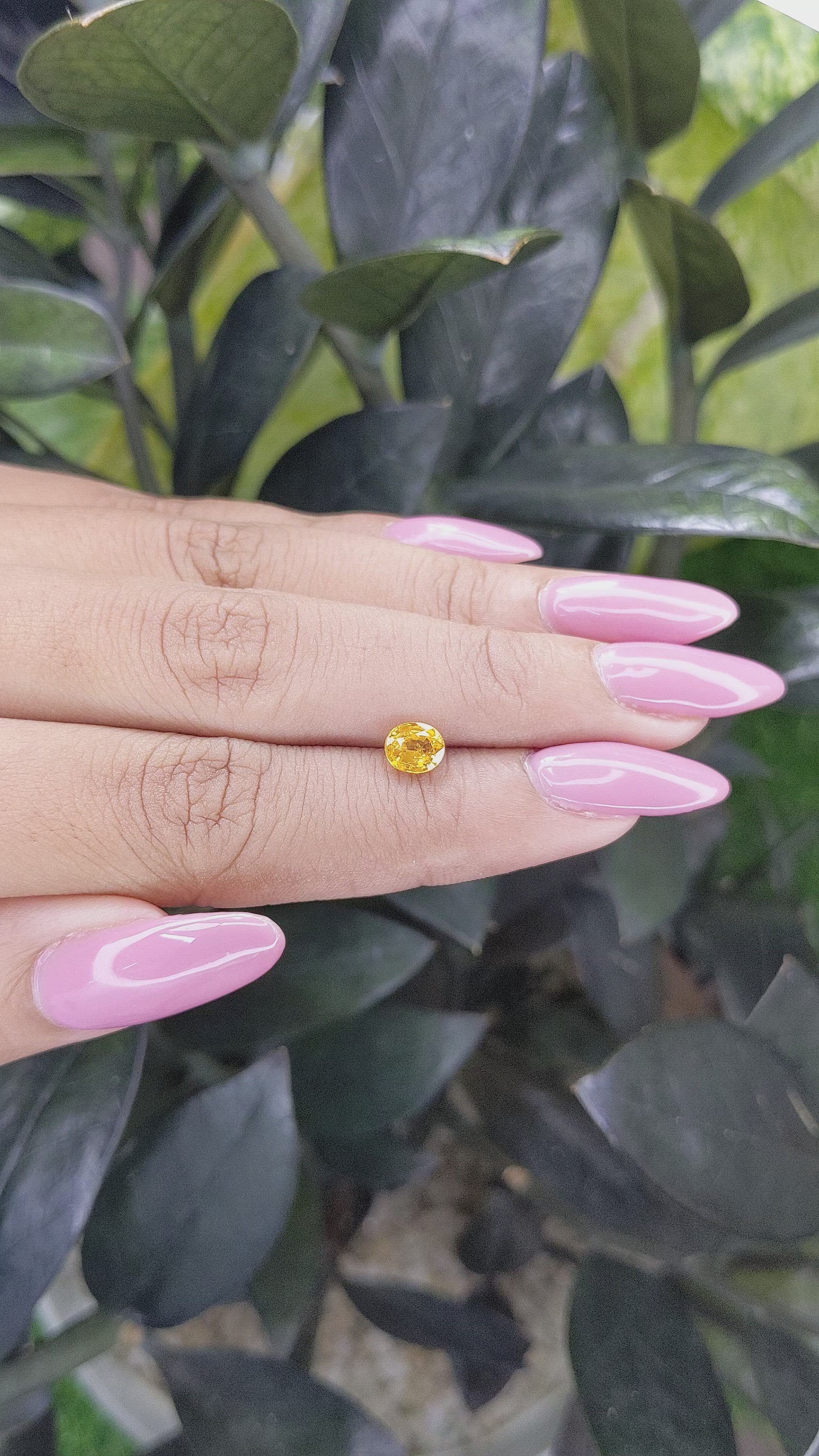 0.92 Ct. Yellow Sapphire from Madagascar Size Video