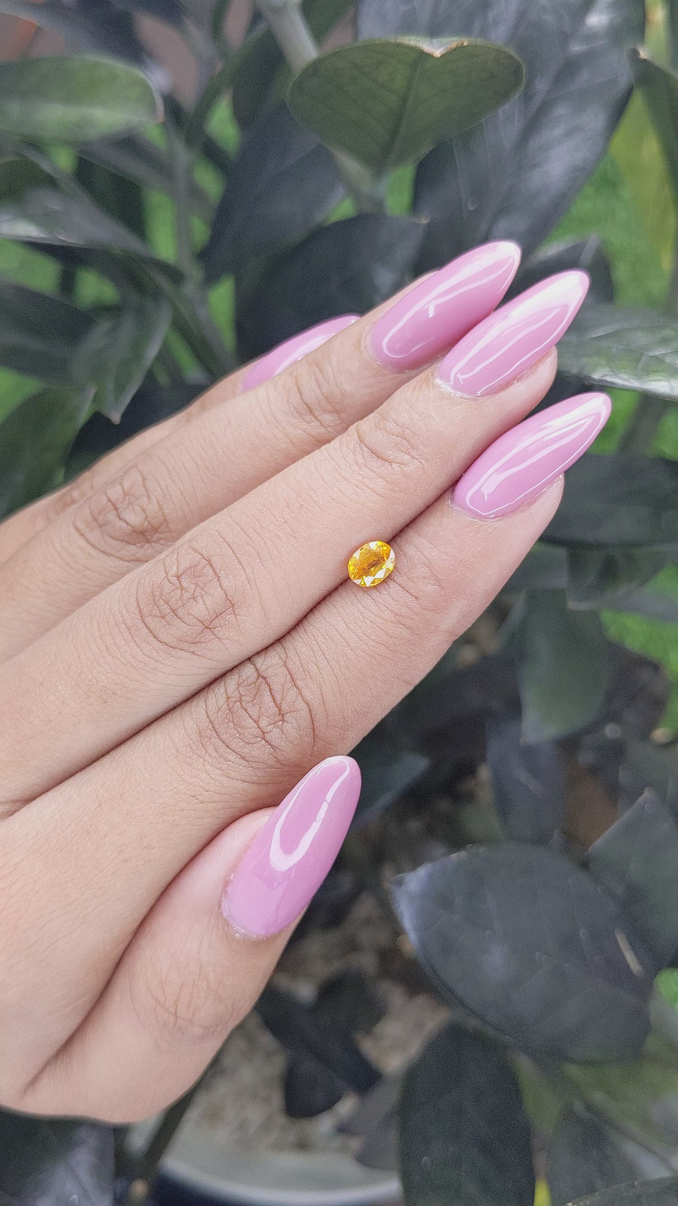 0.68 Ct. Yellow Sapphire from Madagascar Size Video