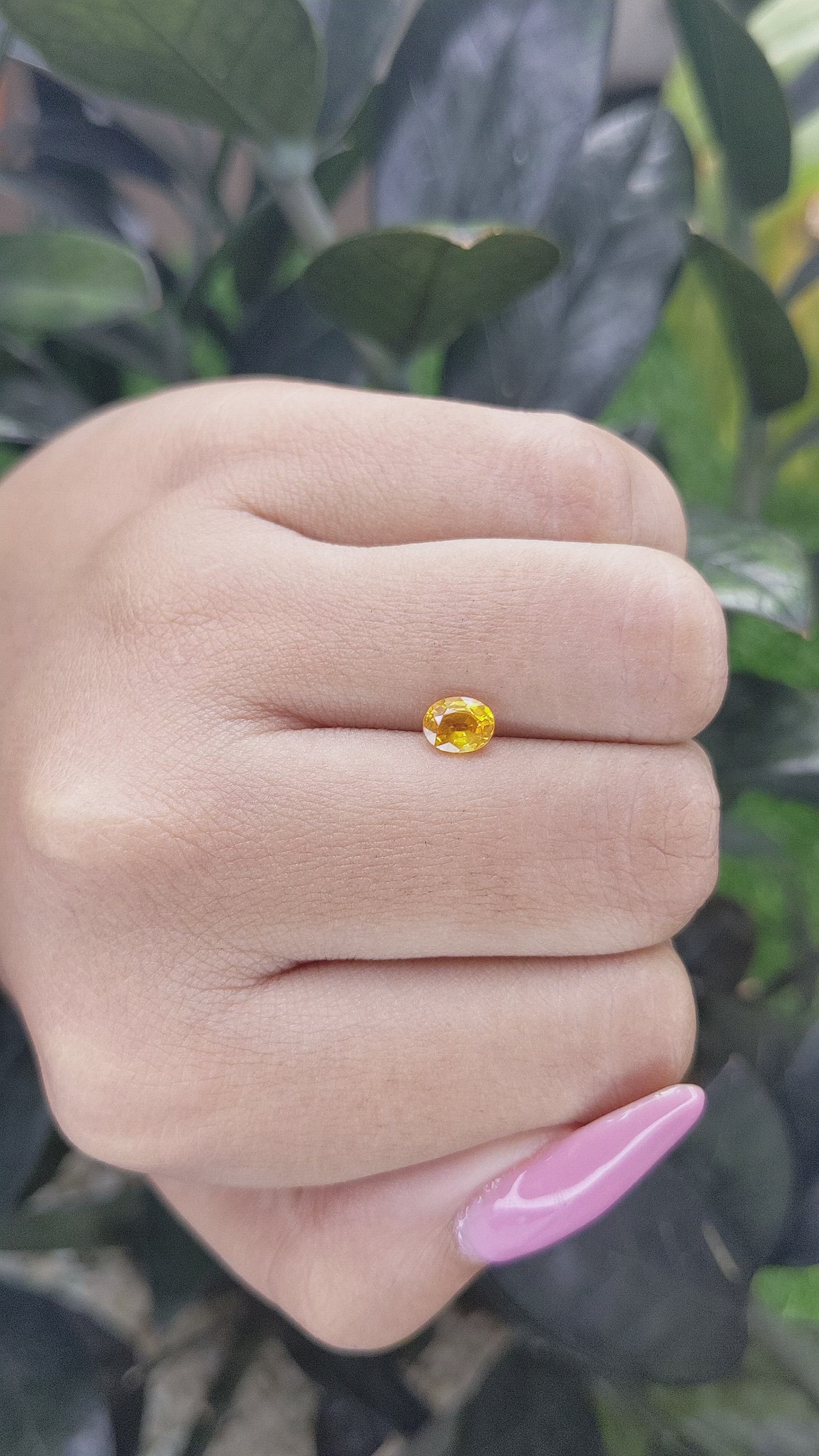 0.68 Ct. Yellow Sapphire from Madagascar Size Video