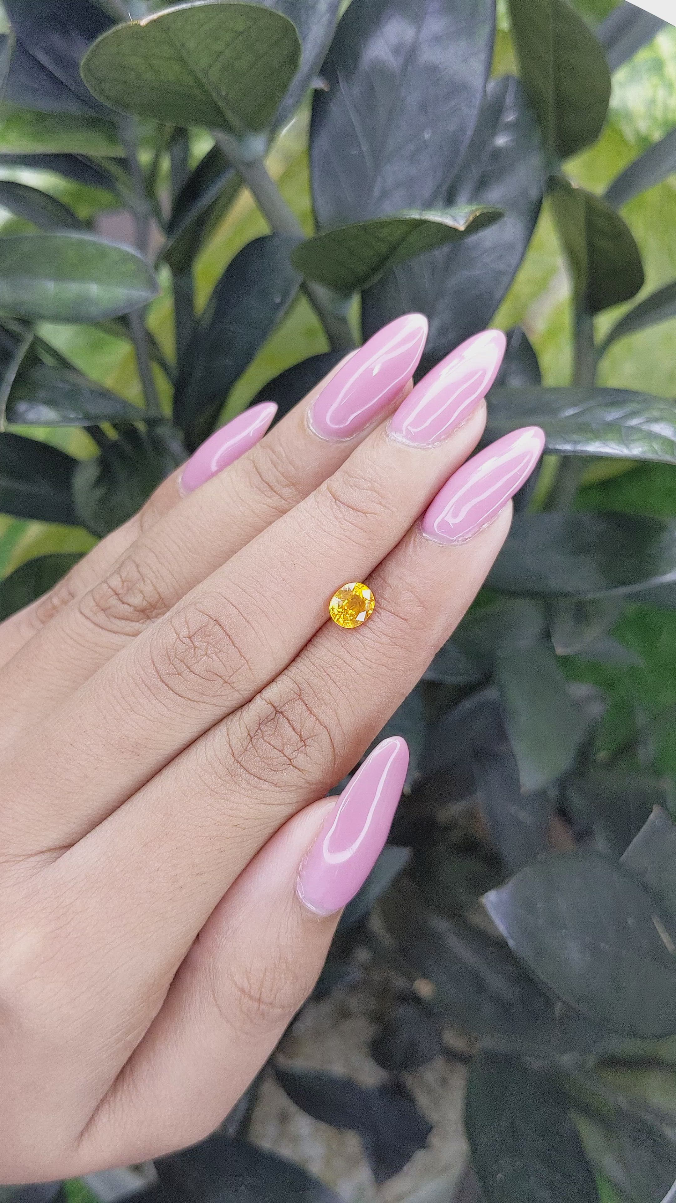 0.91 Ct. Yellow Sapphire from Madagascar Size Video