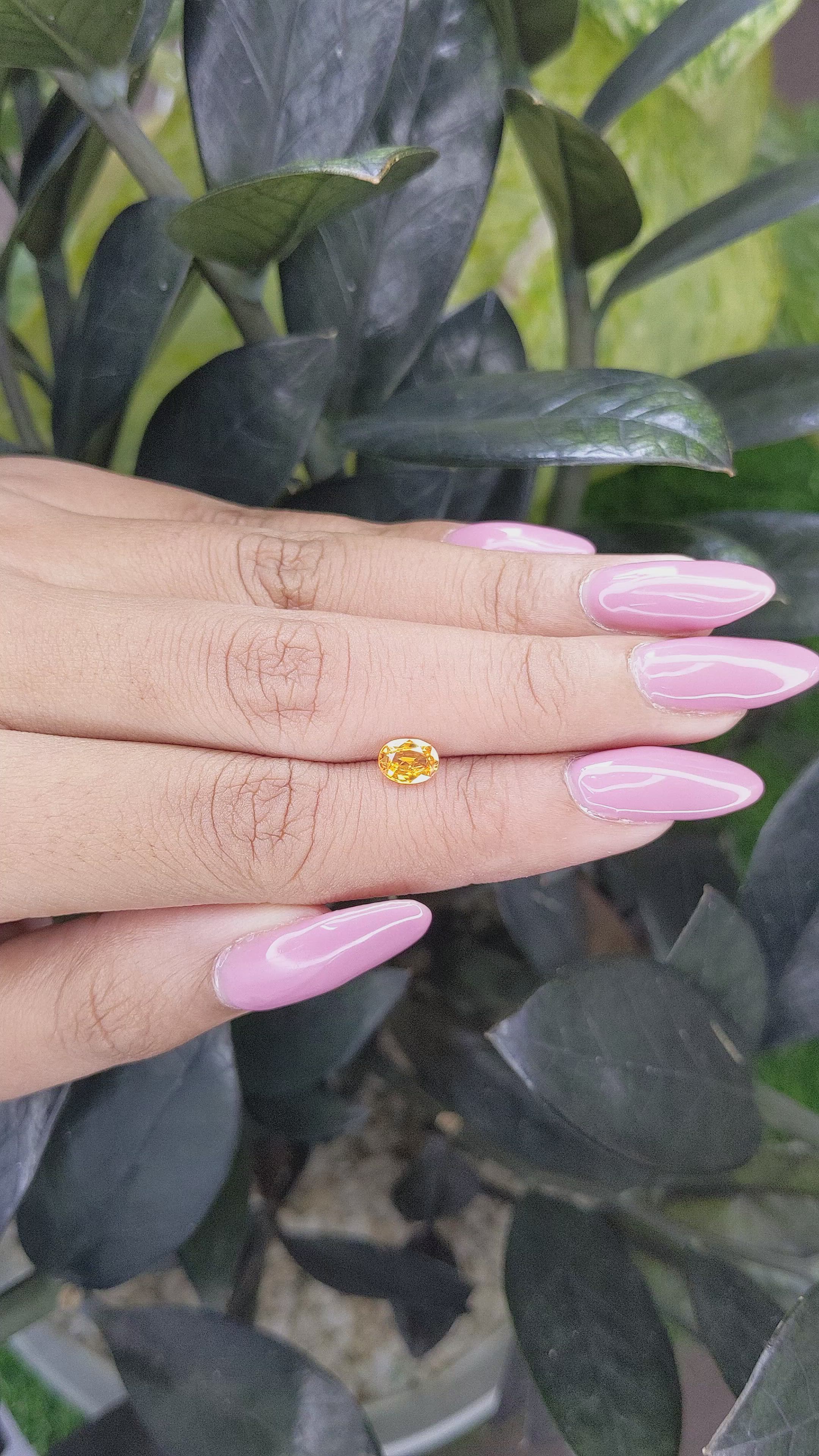 0.69 Ct. Orangish Yellow Sapphire from Madagascar Size Video