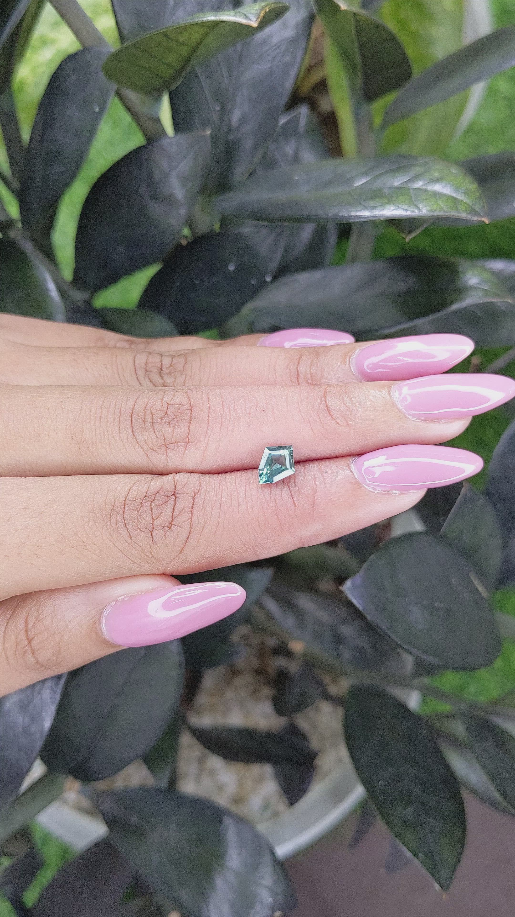 1.06 Ct. Bluish Green Sapphire from Madagascar Size Video