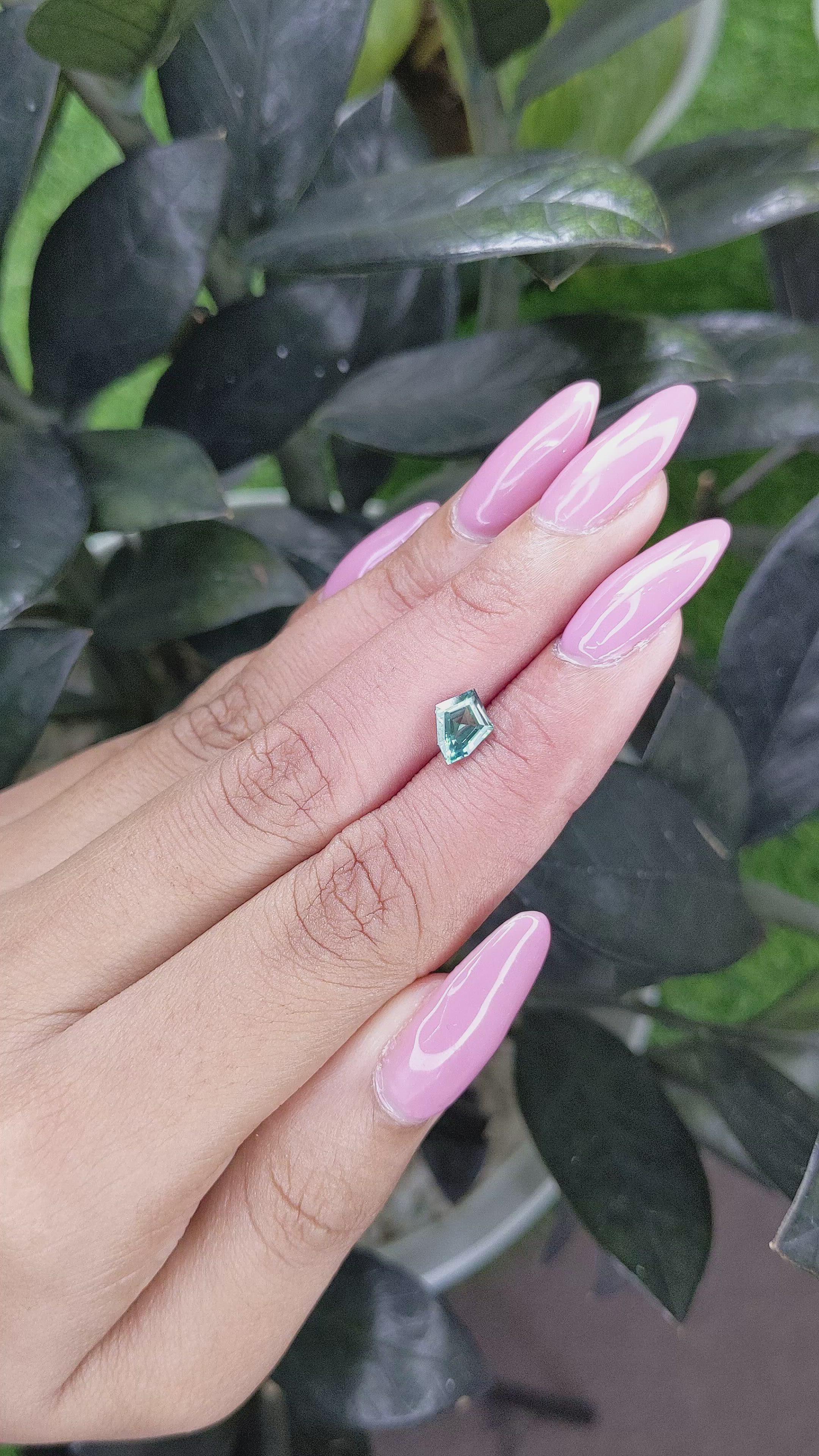 1.06 Ct. Bluish Green Sapphire from Madagascar Size Video