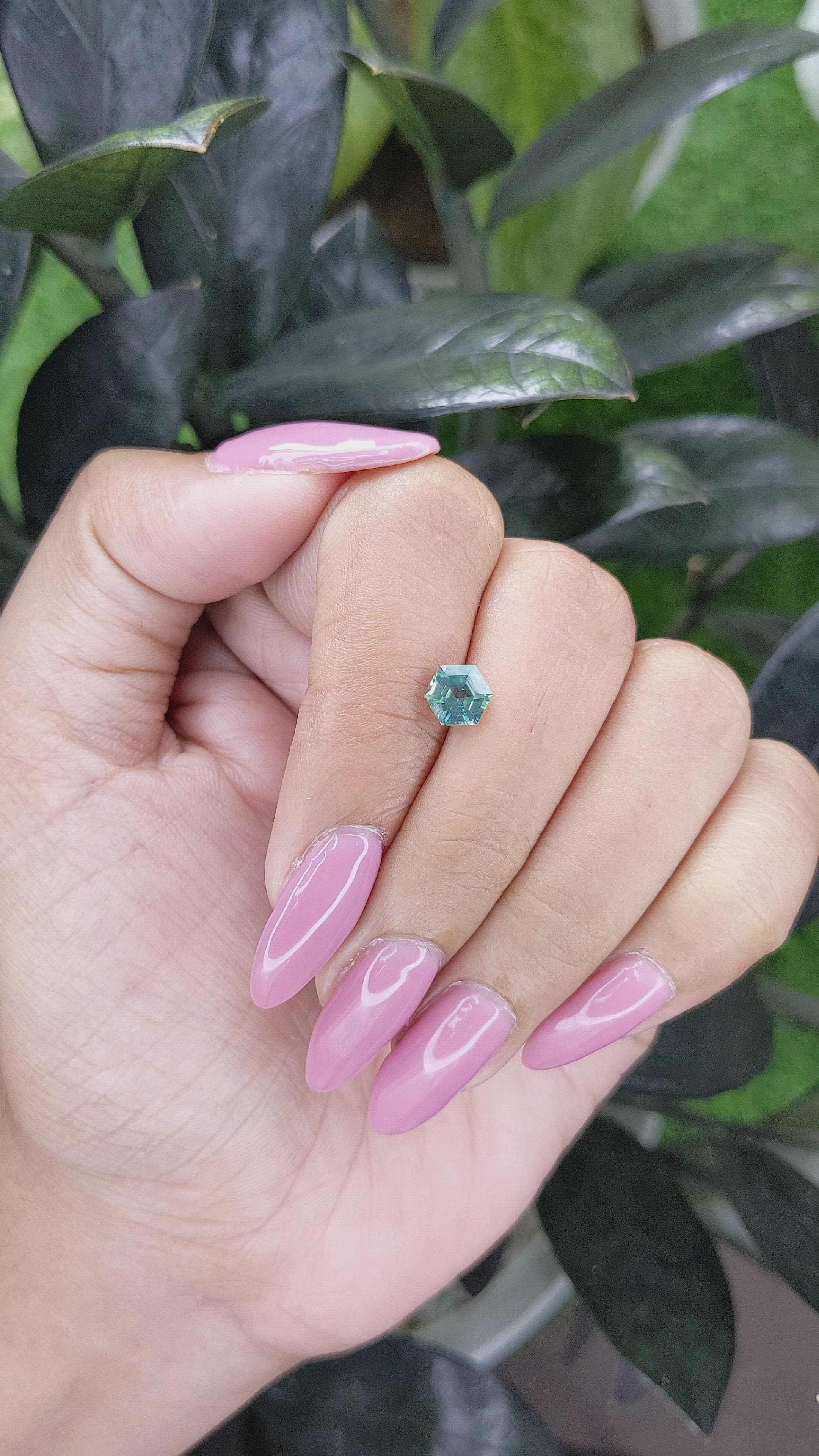 1.11 Ct. Bluish Green Sapphire from Madagascar Size Video