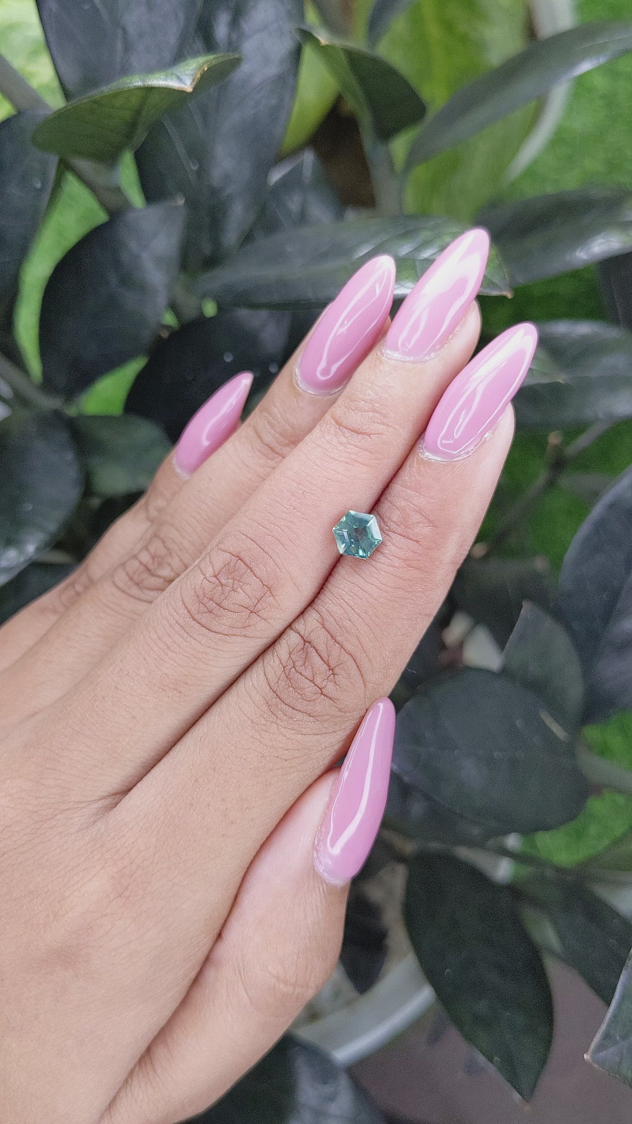 1.11 Ct. Bluish Green Sapphire from Madagascar Size Video