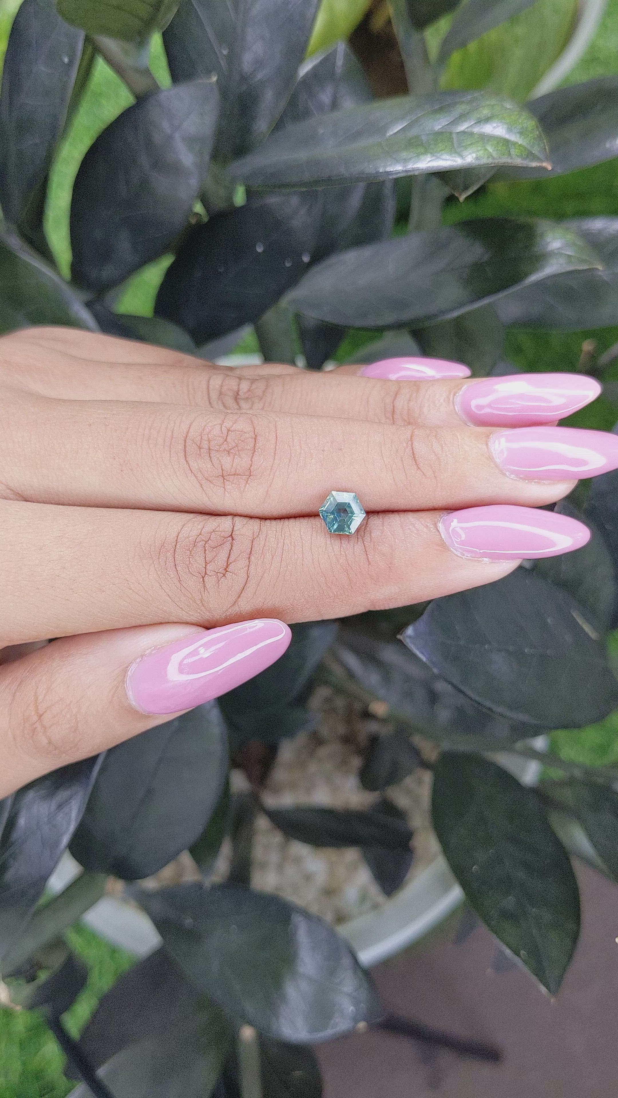 1.11 Ct. Bluish Green Sapphire from Madagascar Size Video