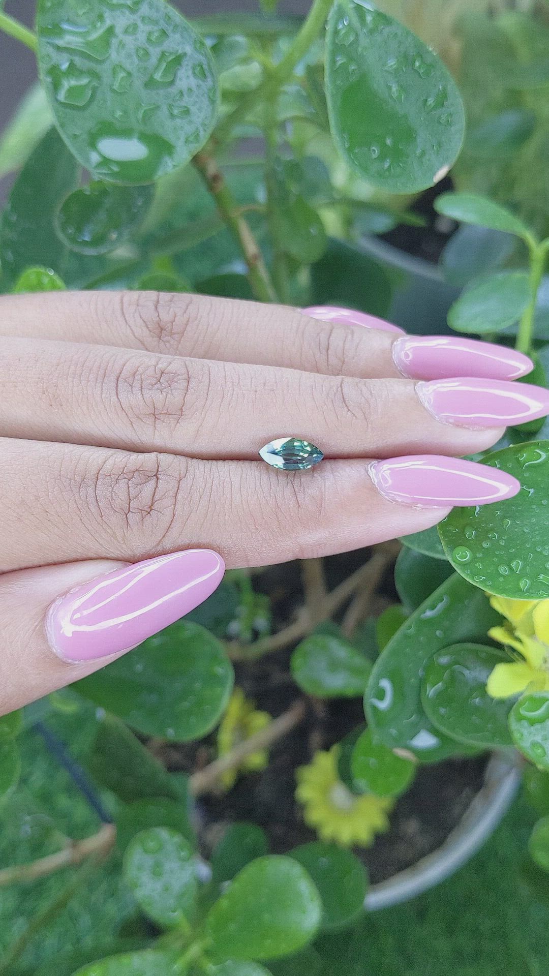 1.34 Ct. Bluish Green Sapphire from Madagascar Size Video