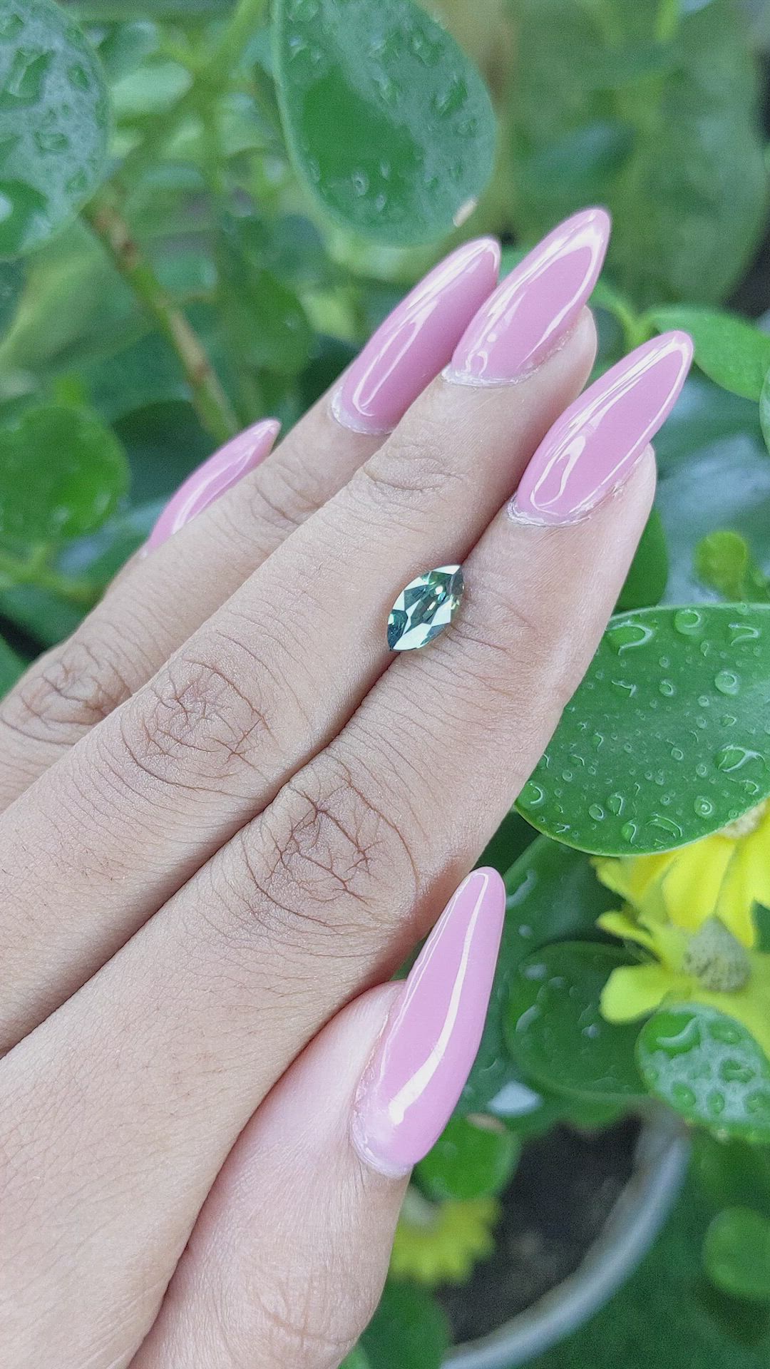 1.34 Ct. Bluish Green Sapphire from Madagascar Size Video