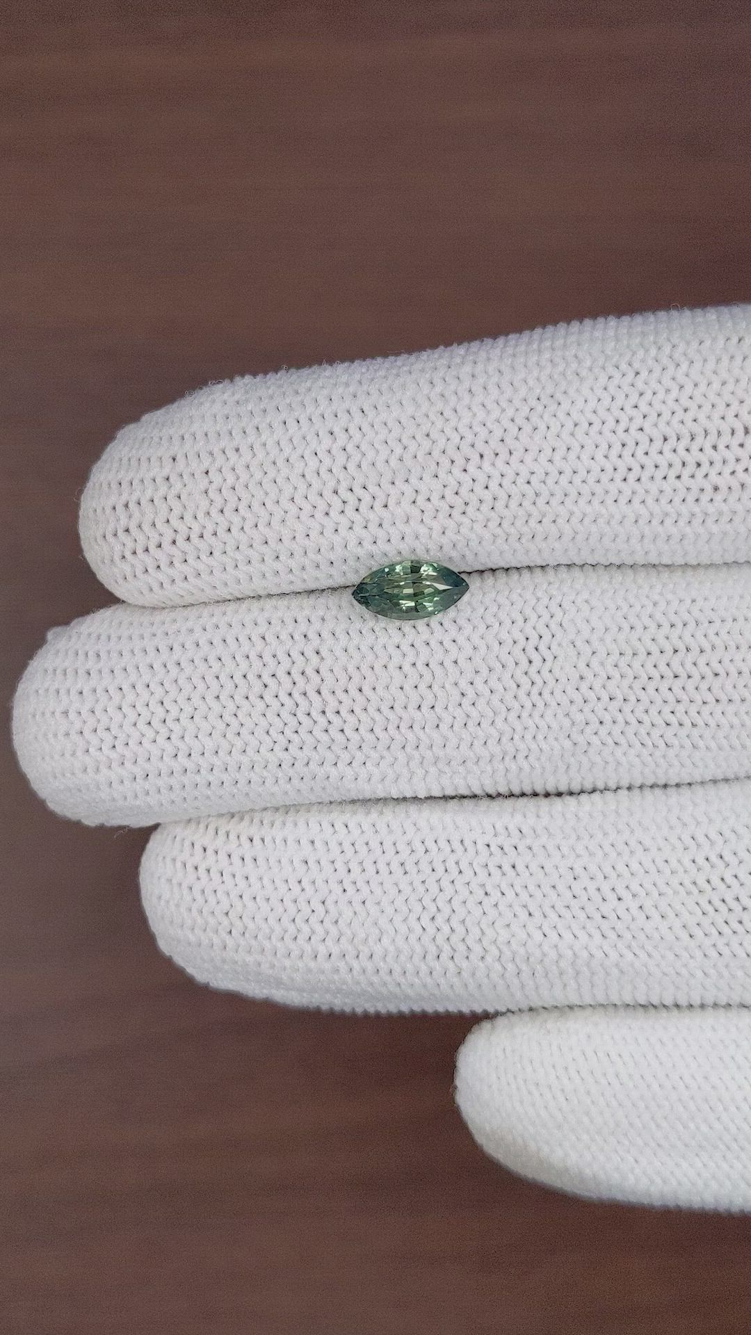 1.34 Ct. Bluish Green Sapphire from Madagascar Size Video