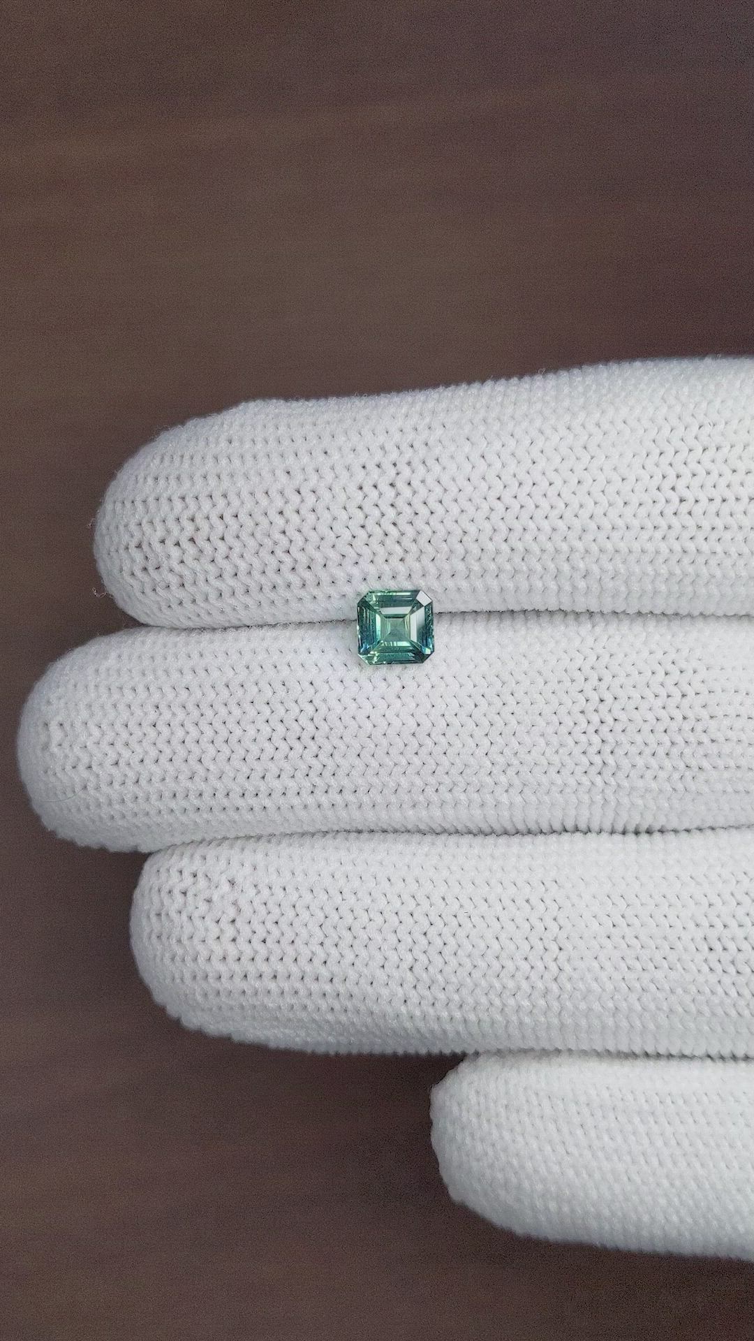 1.10 Ct. Bluish Green Sapphire from Madagascar Size Video