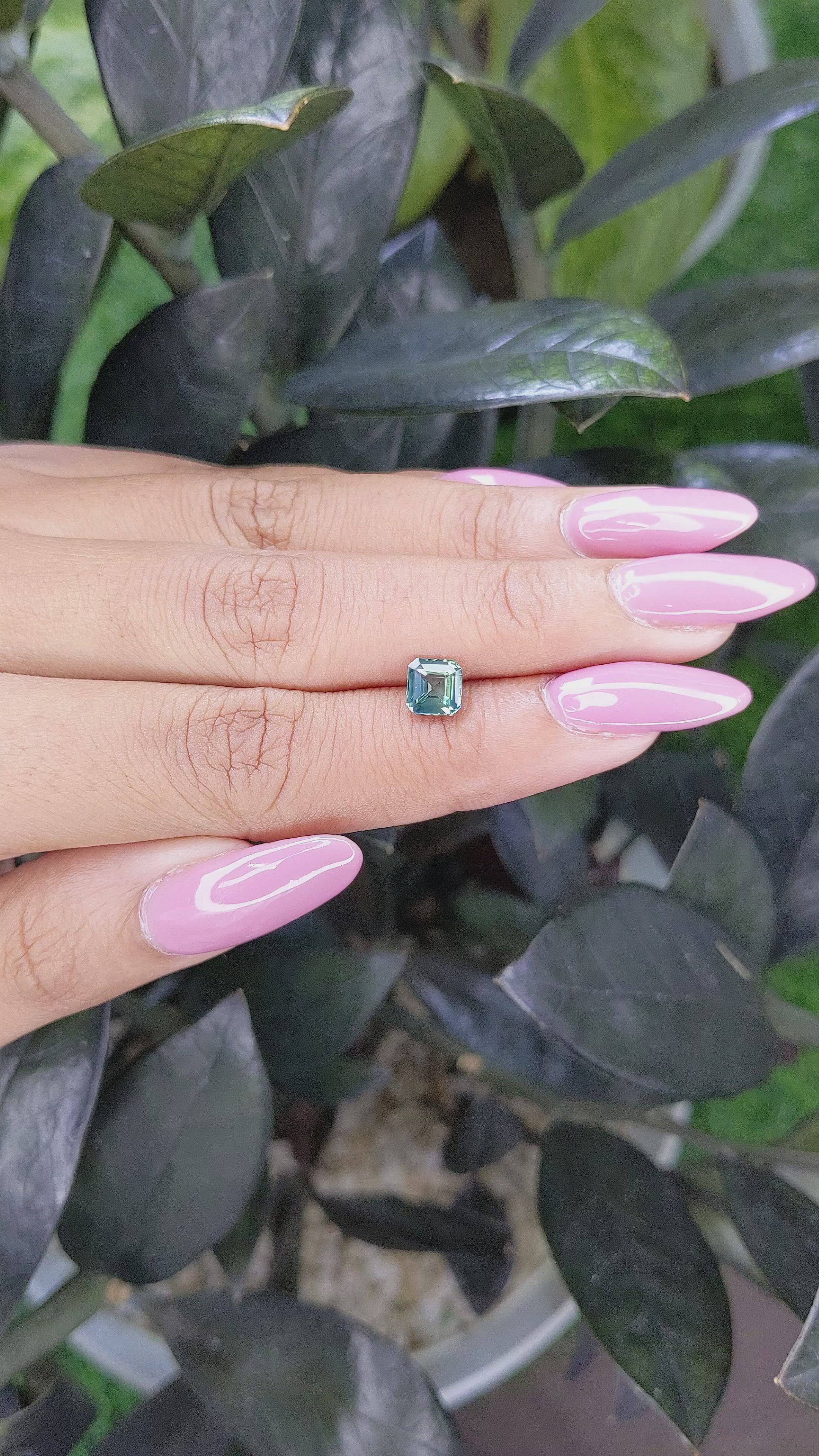 1.10 Ct. Bluish Green Sapphire from Madagascar Size Video