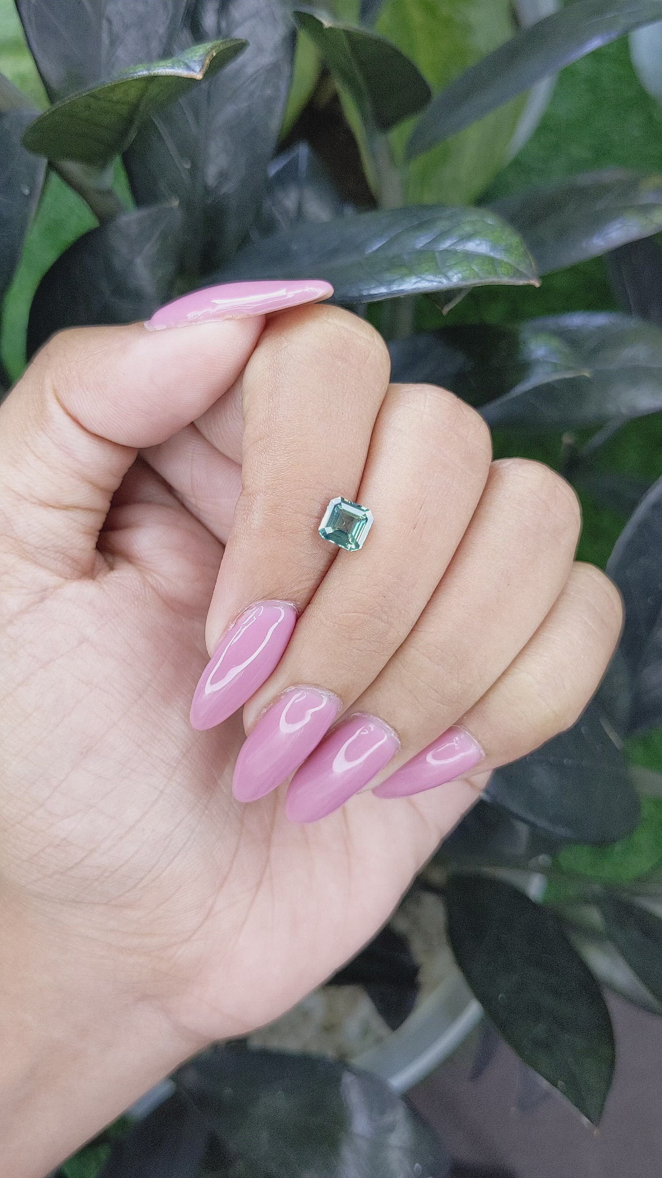 1.10 Ct. Bluish Green Sapphire from Madagascar Size Video