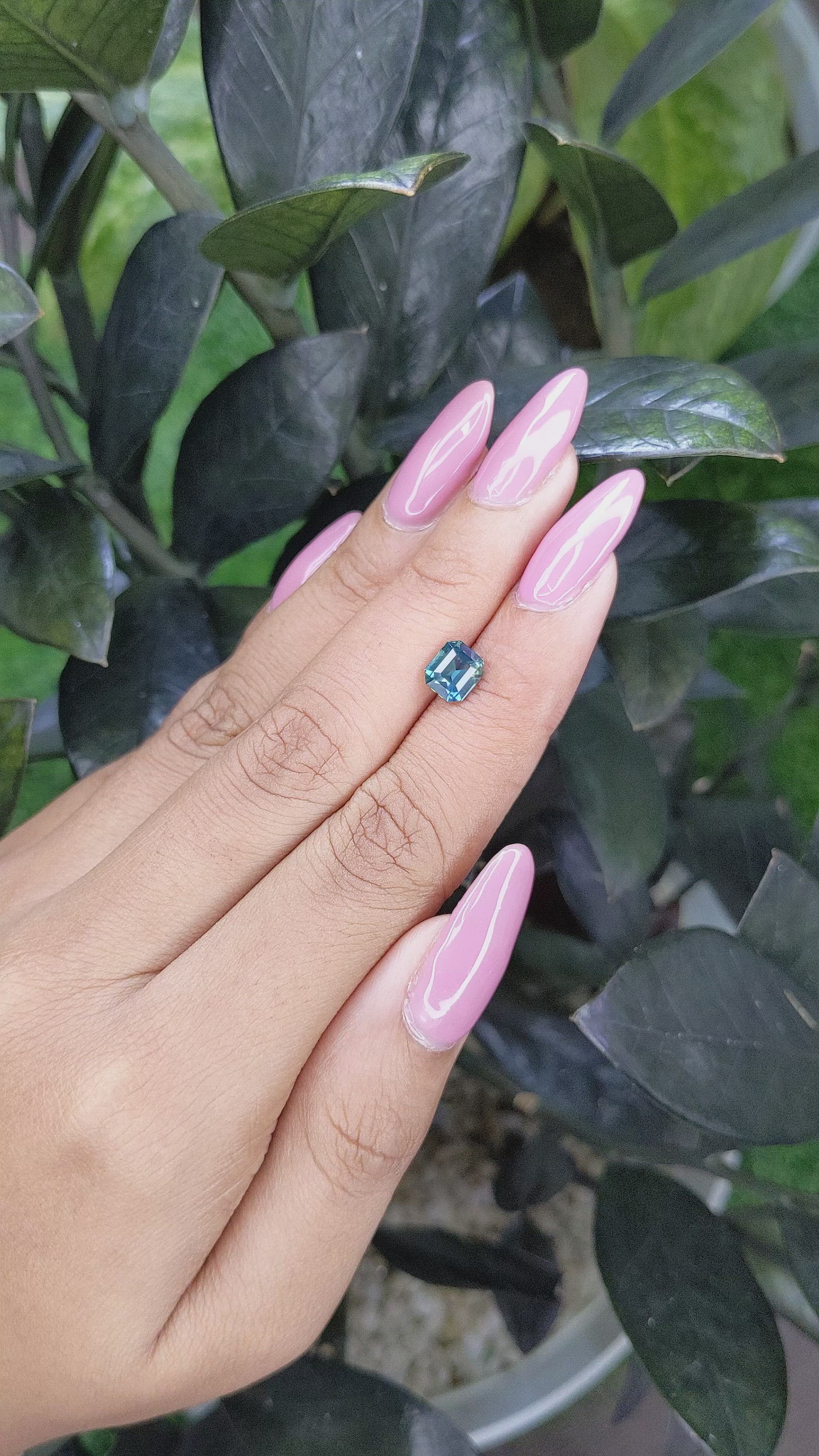 1.52 Ct. Greenish Blue Sapphire from Madagascar Size Video