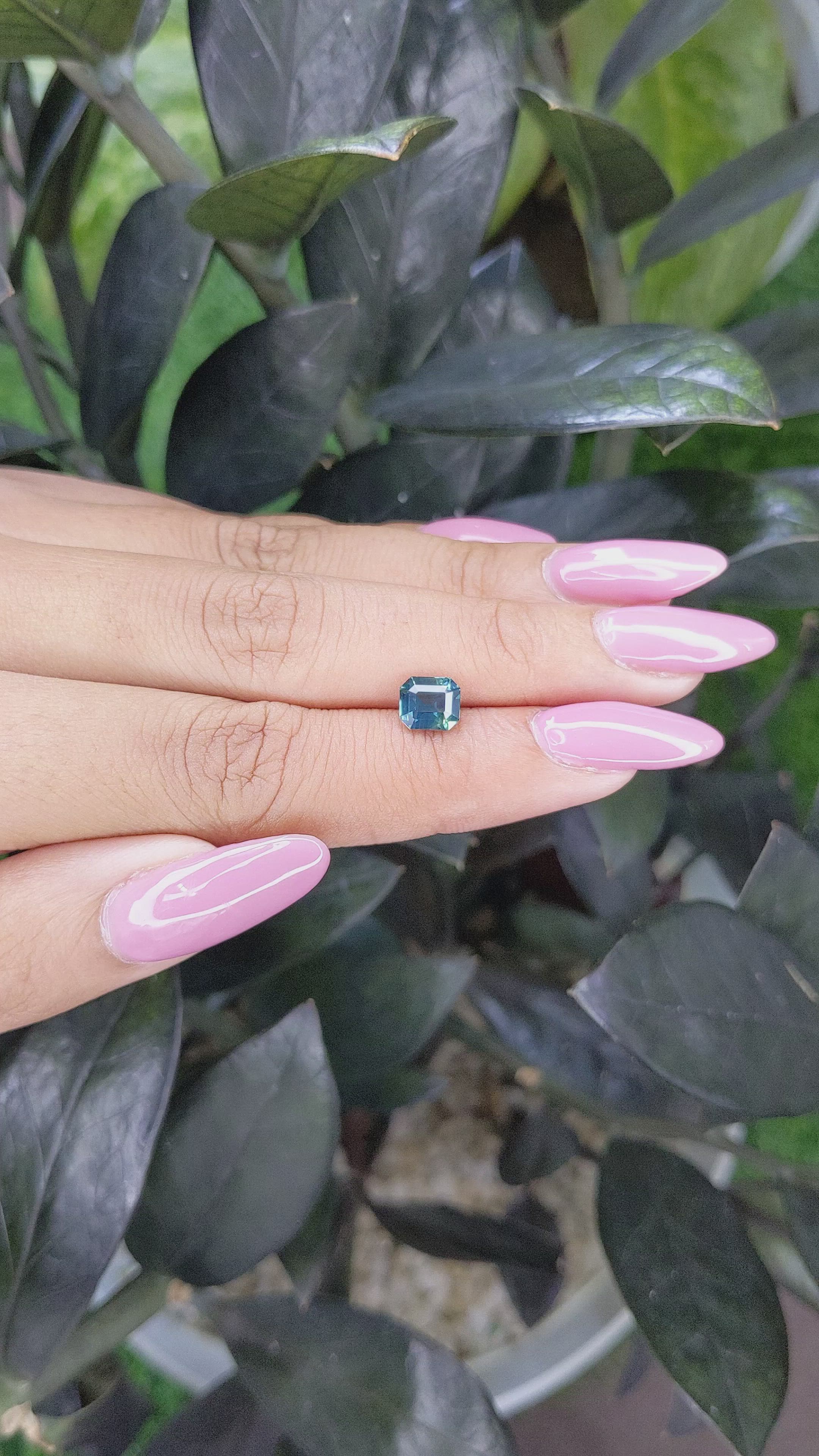 1.52 Ct. Greenish Blue Sapphire from Madagascar Size Video