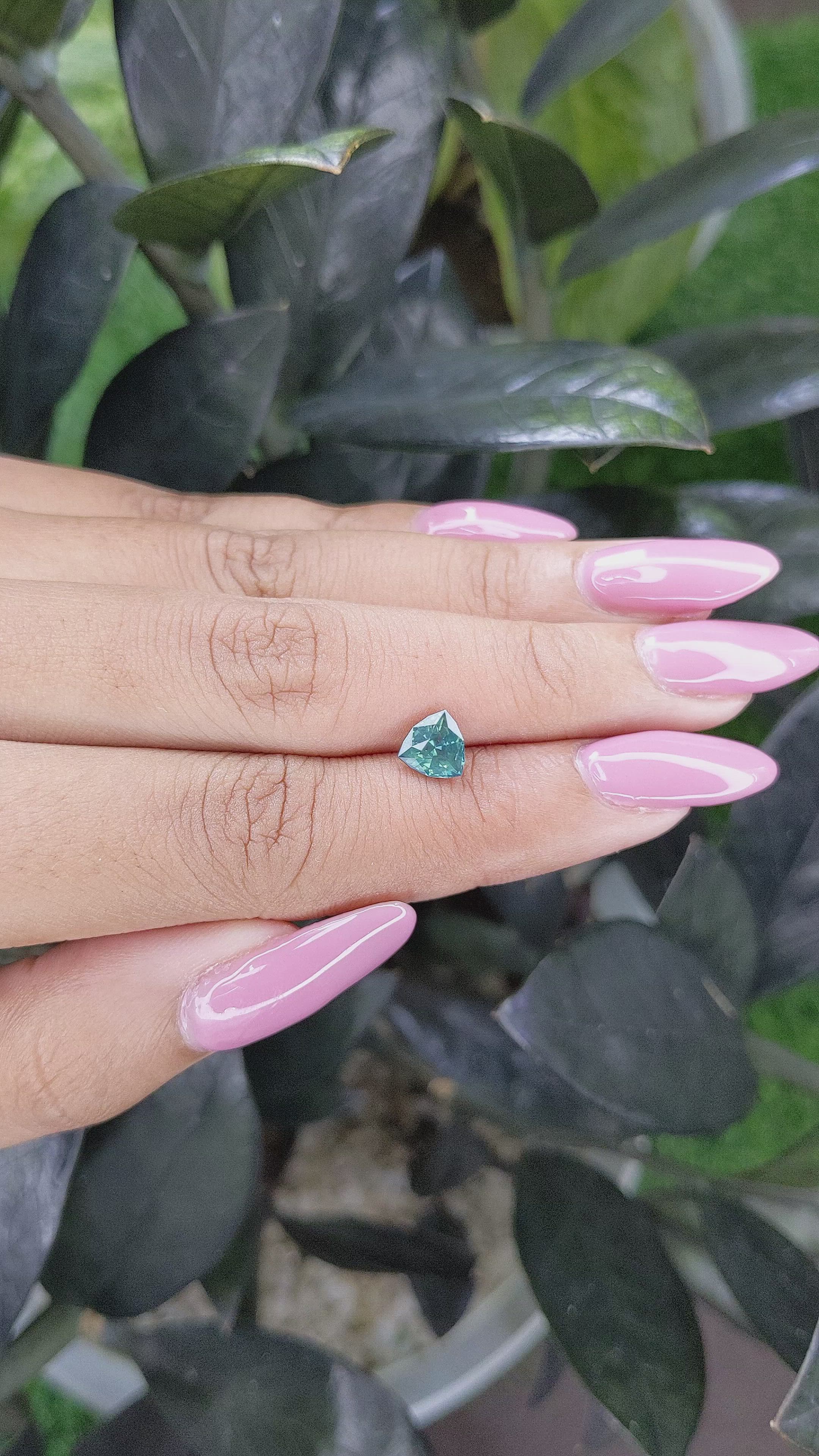 1.10 Ct. Bluish Green Sapphire from Madagascar Size Video