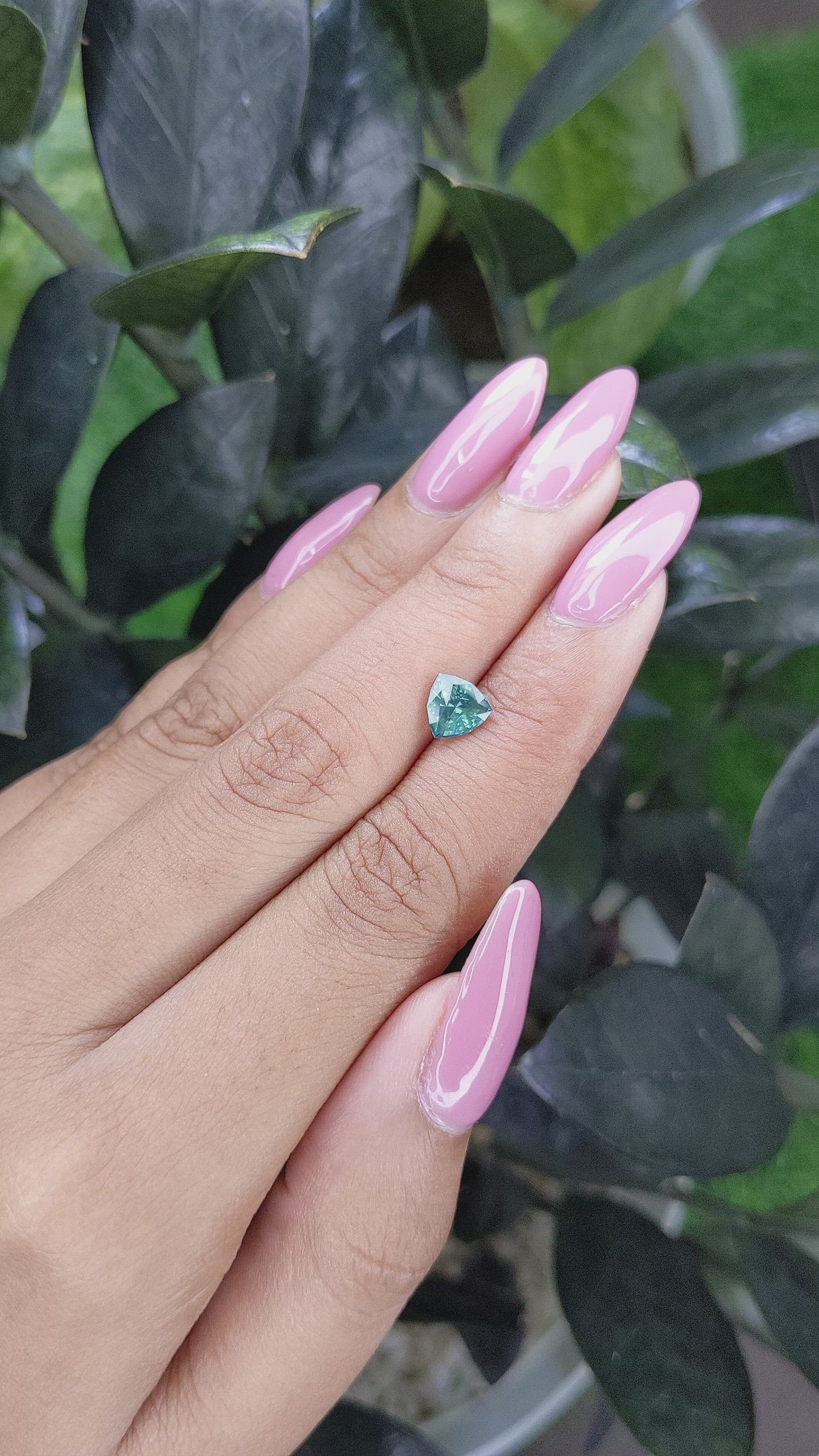 1.10 Ct. Bluish Green Sapphire from Madagascar Size Video