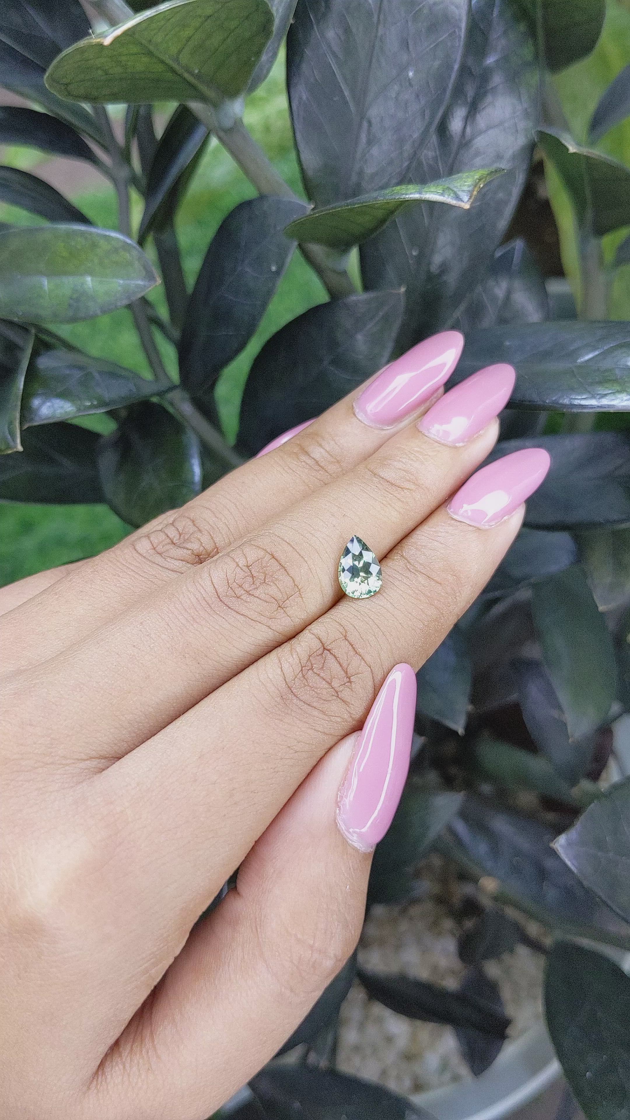 1.52 Ct. Bluish Green Sapphire from Madagascar Size Video