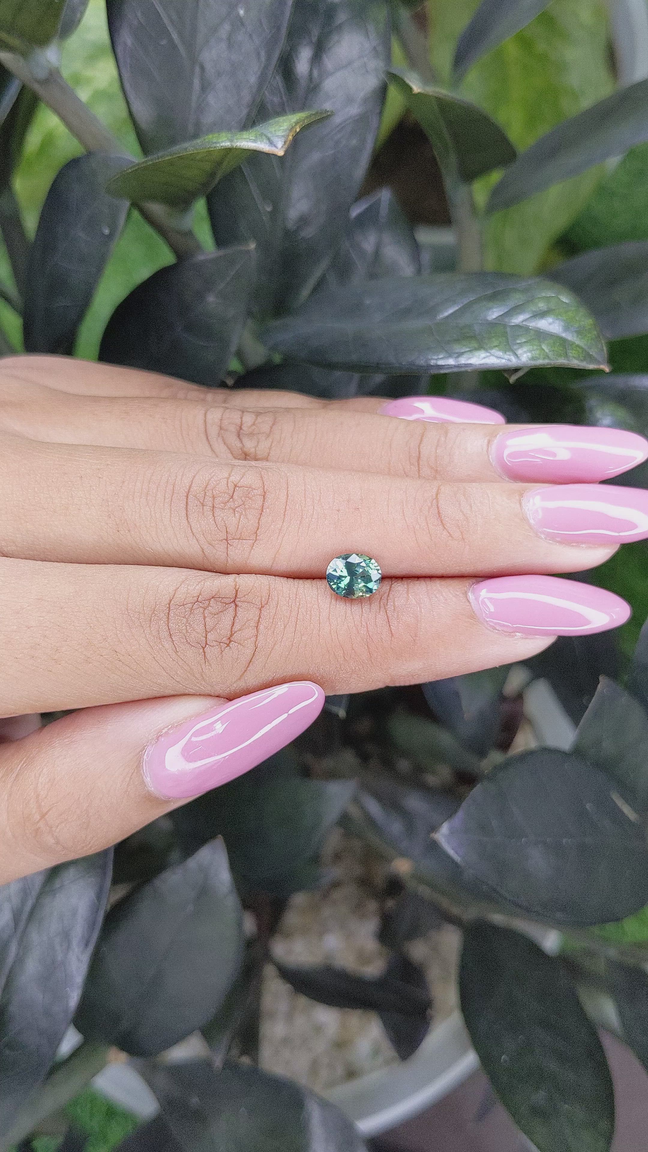 1.18 Ct. Bluish Green Sapphire from Madagascar Size Video