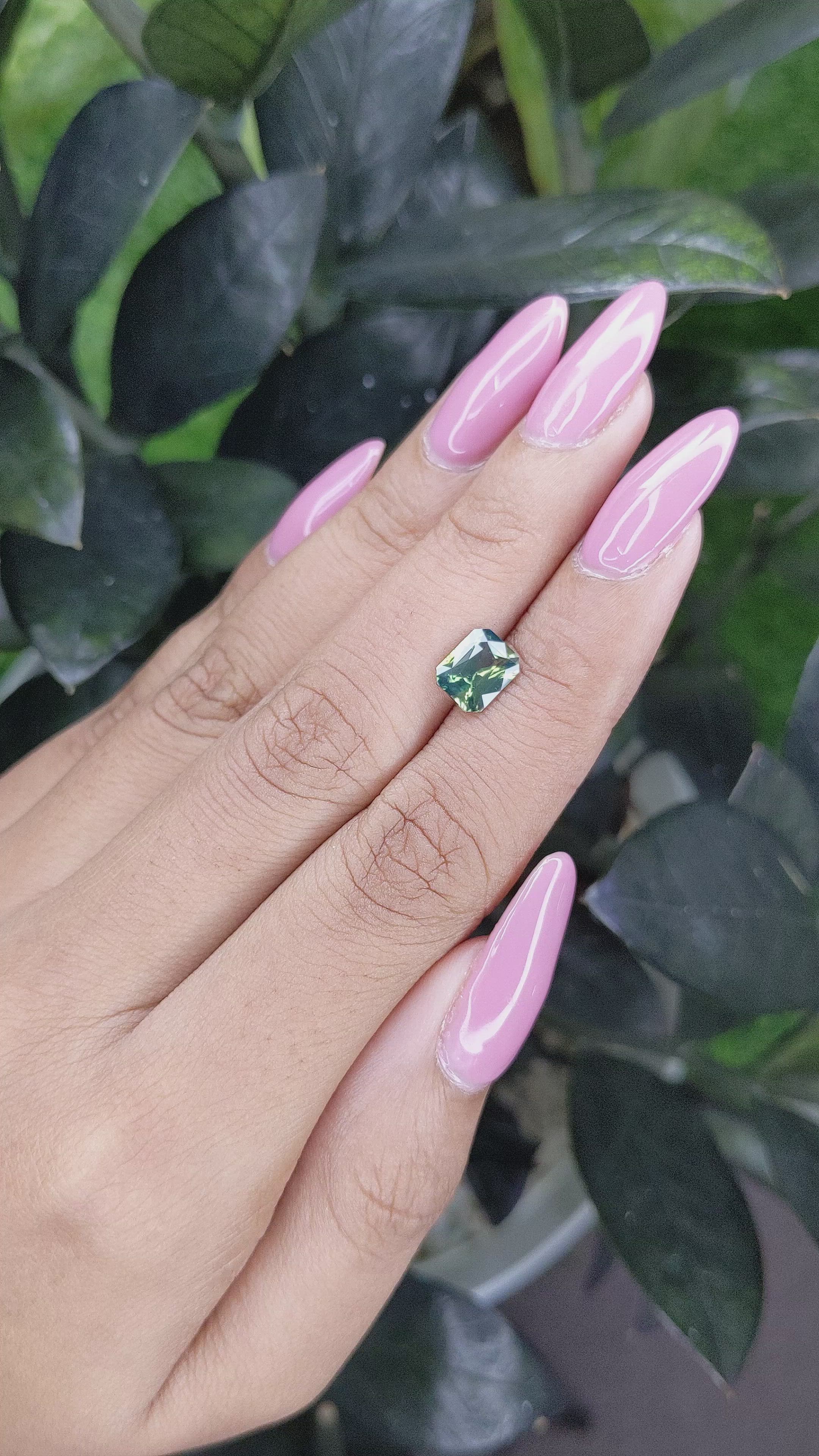 1.59 Ct. Green Sapphire from Madagascar Size Video