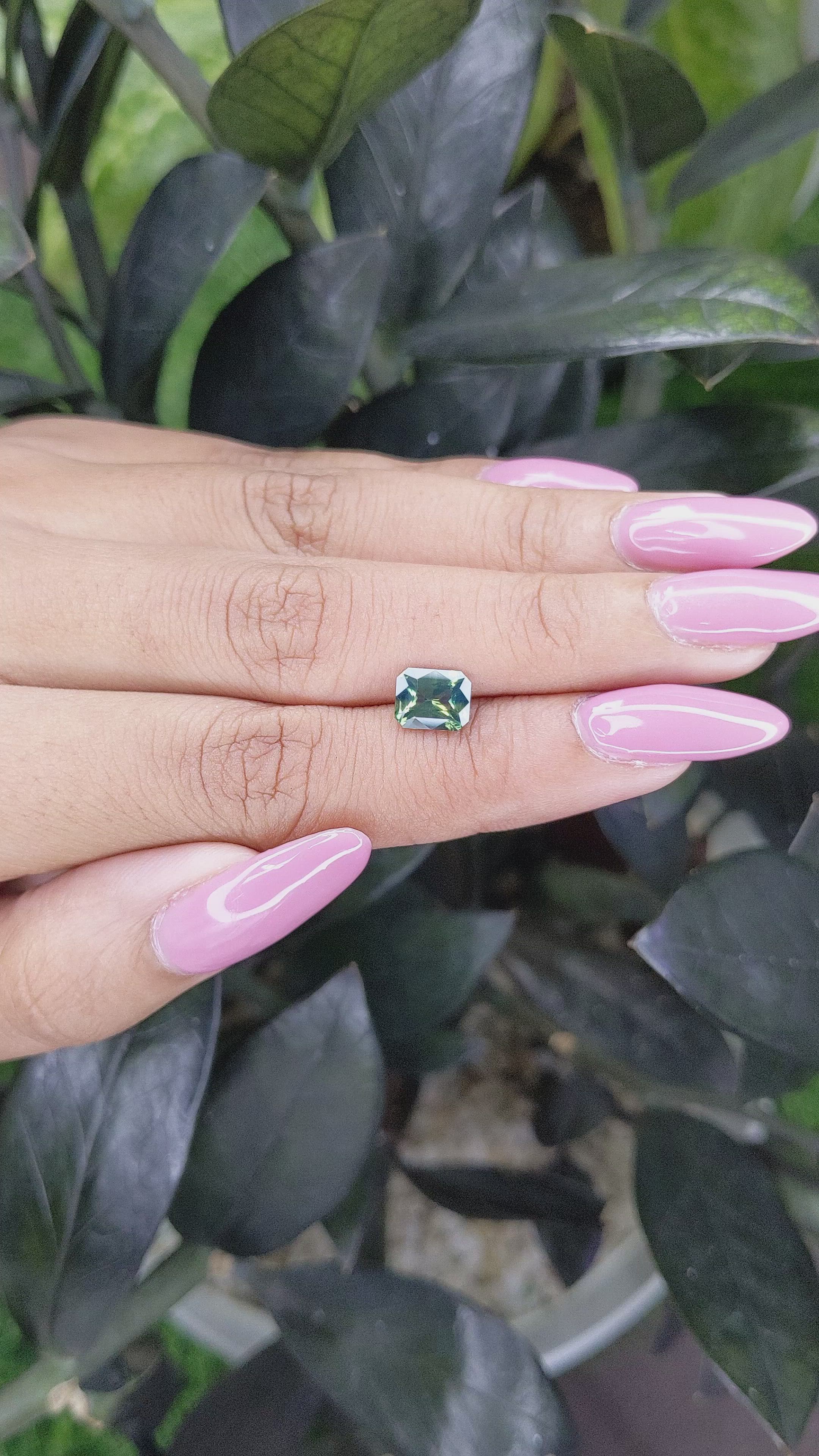 1.59 Ct. Green Sapphire from Madagascar Size Video