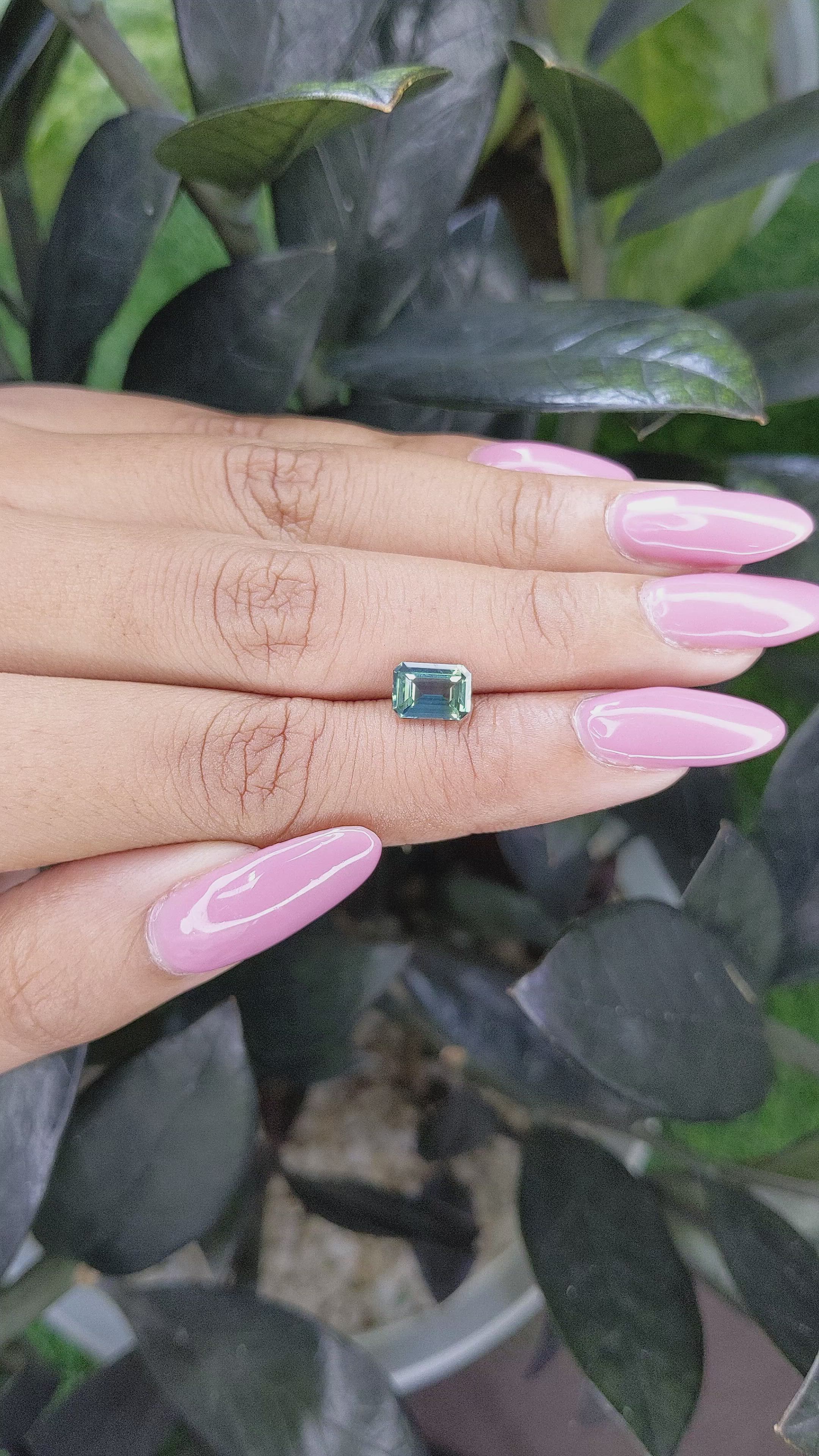 1.54 Ct. Greenish Blue Sapphire from Madagascar Size Video