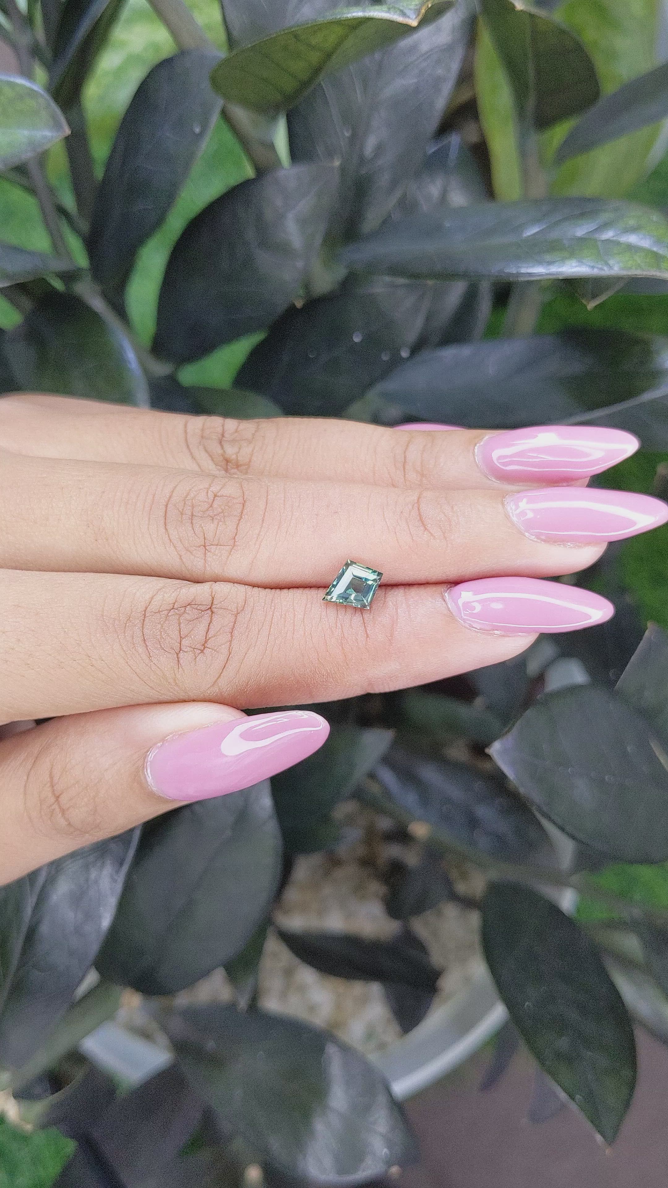 1.11 Ct. Bluish Green Sapphire from Madagascar Size Video