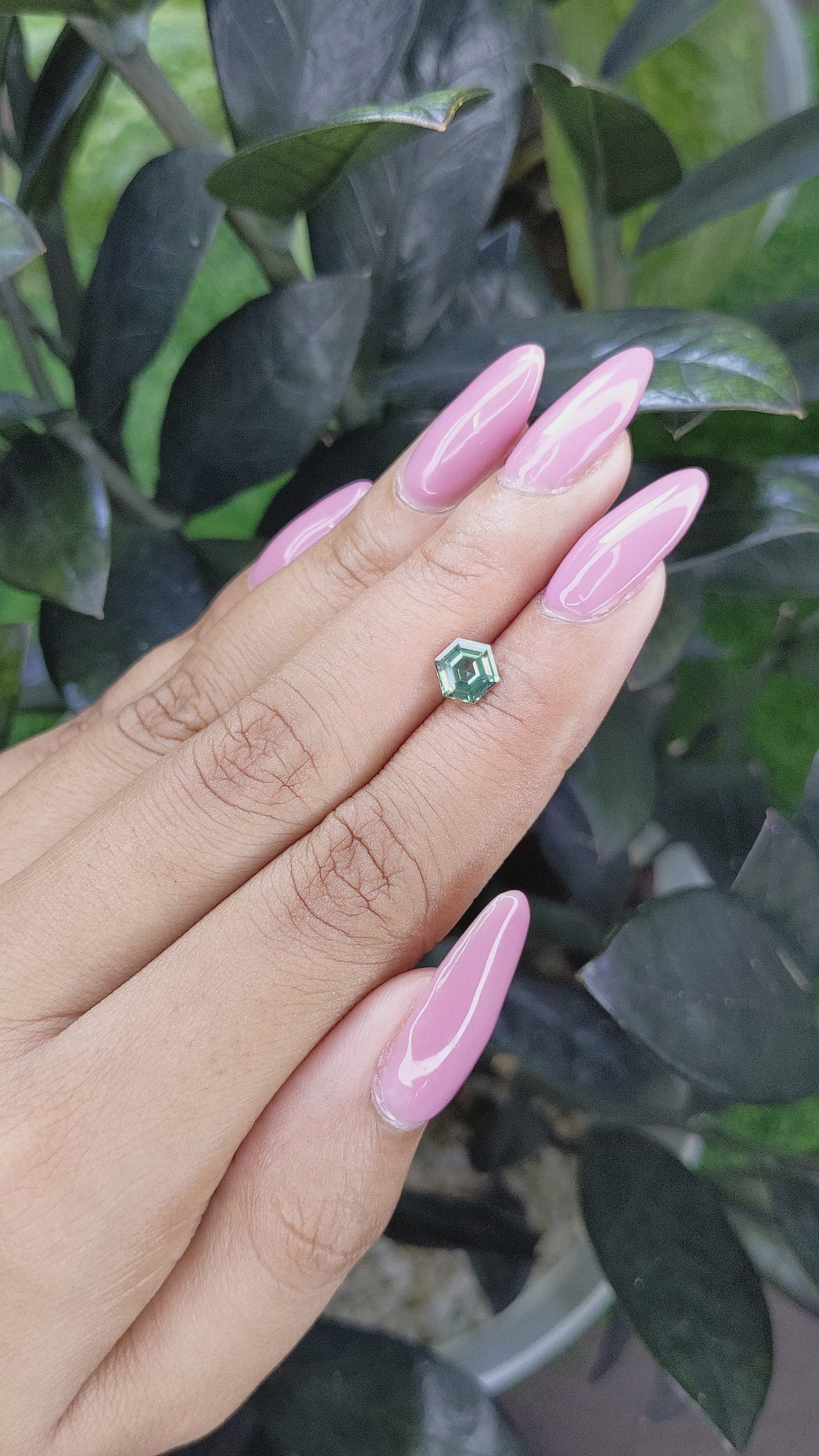 0.97 Ct. Bluish Green Sapphire from Madagascar Size Video