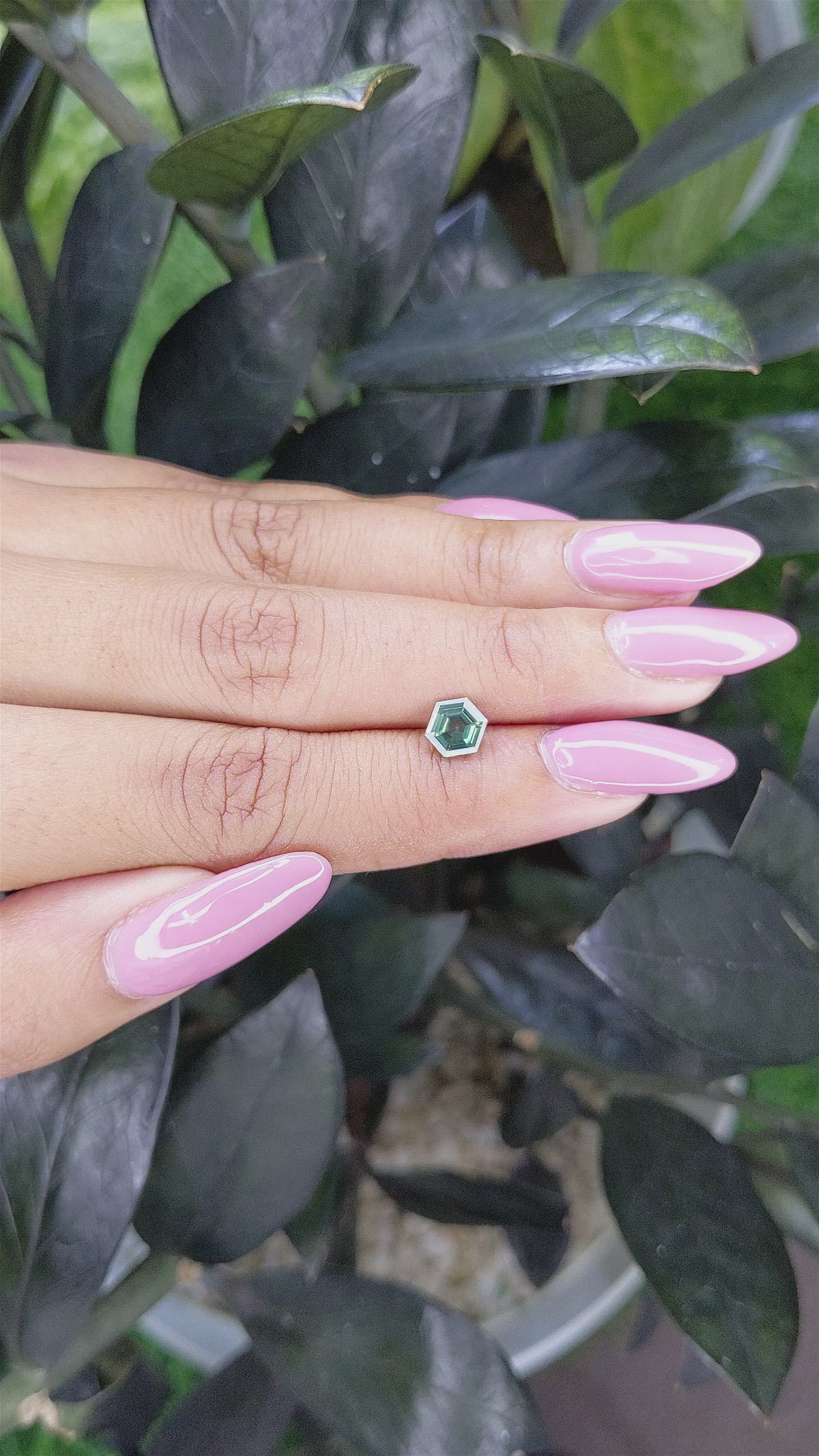 0.97 Ct. Bluish Green Sapphire from Madagascar Size Video