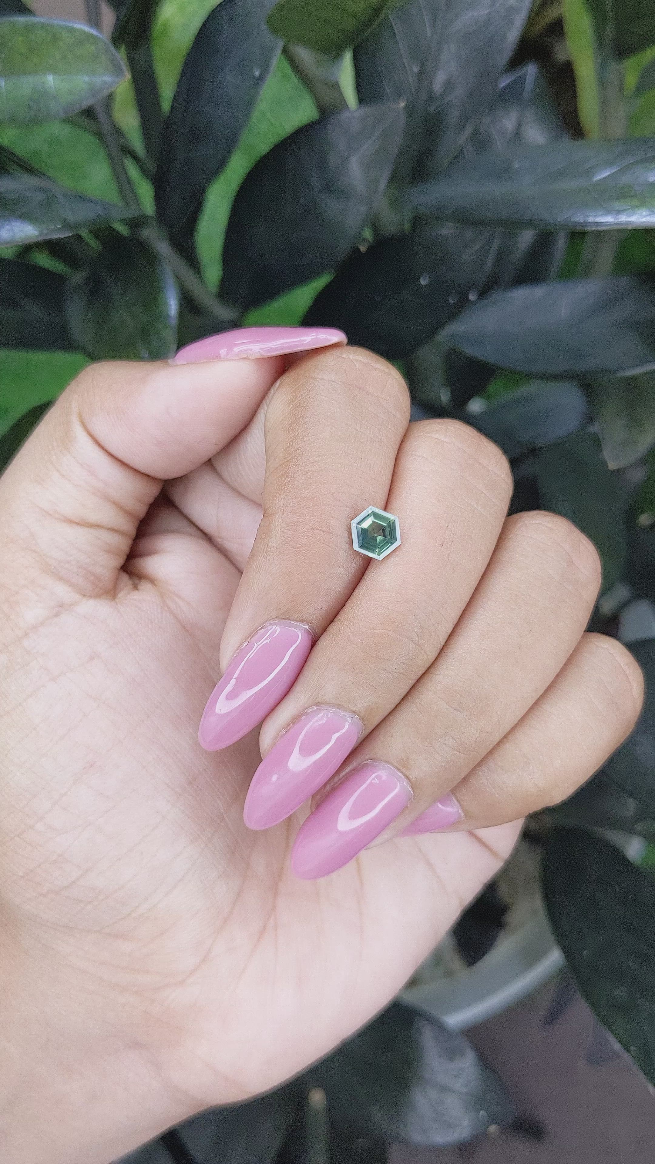 0.97 Ct. Bluish Green Sapphire from Madagascar Size Video