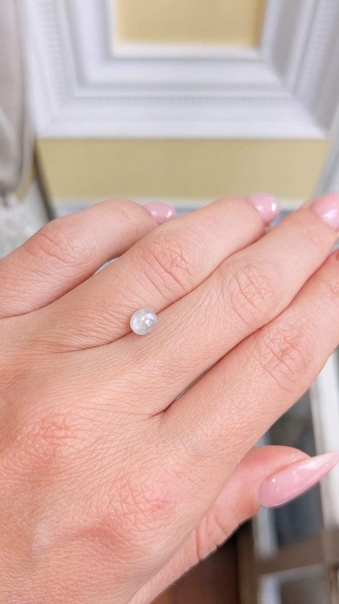 0.88 Ct. White Star Sapphire from Ceylon (Sri Lanka) Size Video