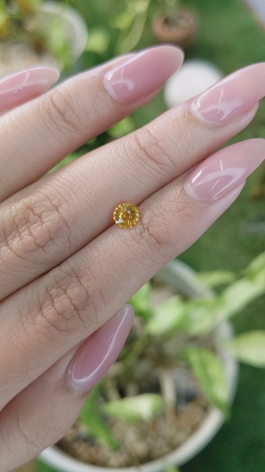 0.70 Ct. Yellowish Orange Sapphire from Ceylon (Sri Lanka) Size Video