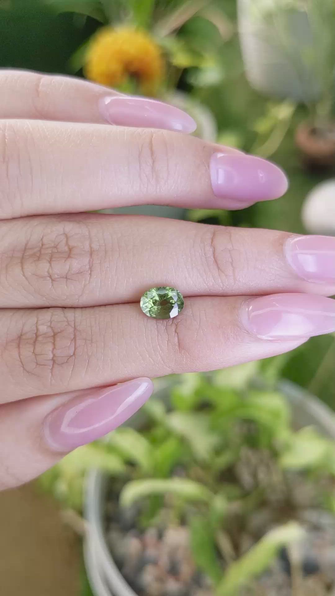 1.31 Ct. Green Sapphire from Madagascar Size Video