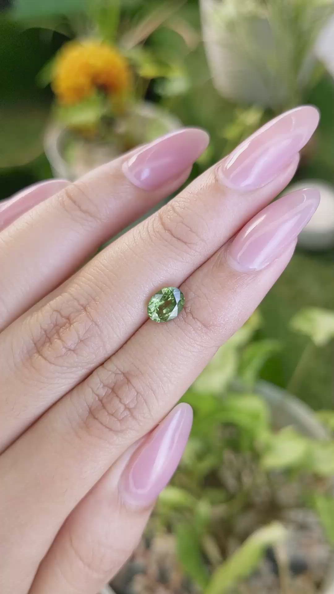 1.31 Ct. Green Sapphire from Madagascar Size Video
