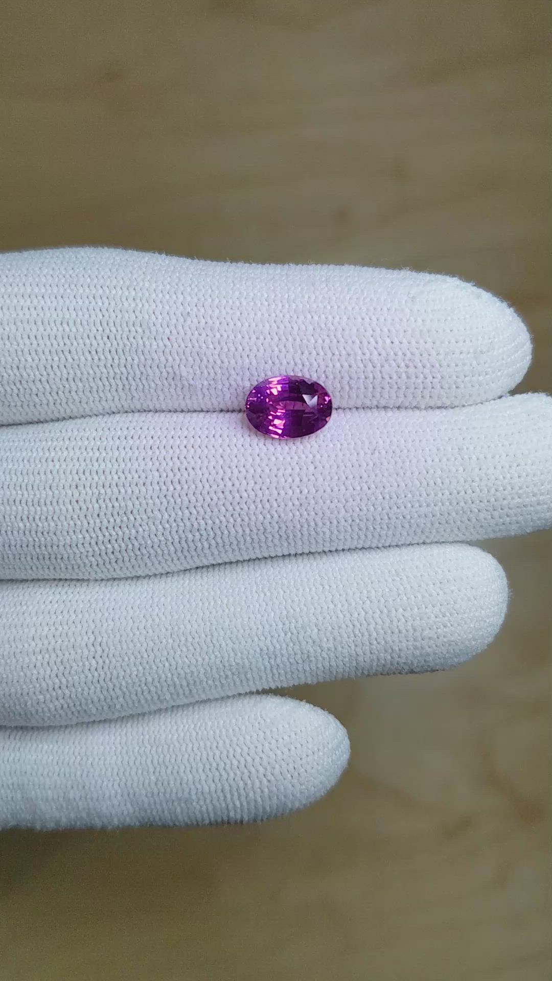 2.42 Ct. Purplish Pink Sapphire from Ceylon (Sri Lanka) Size Video