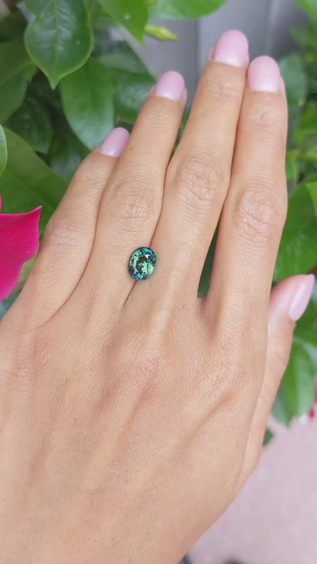 2.57 Ct. Bluish Green Sapphire from Ceylon (Sri Lanka) Size Video