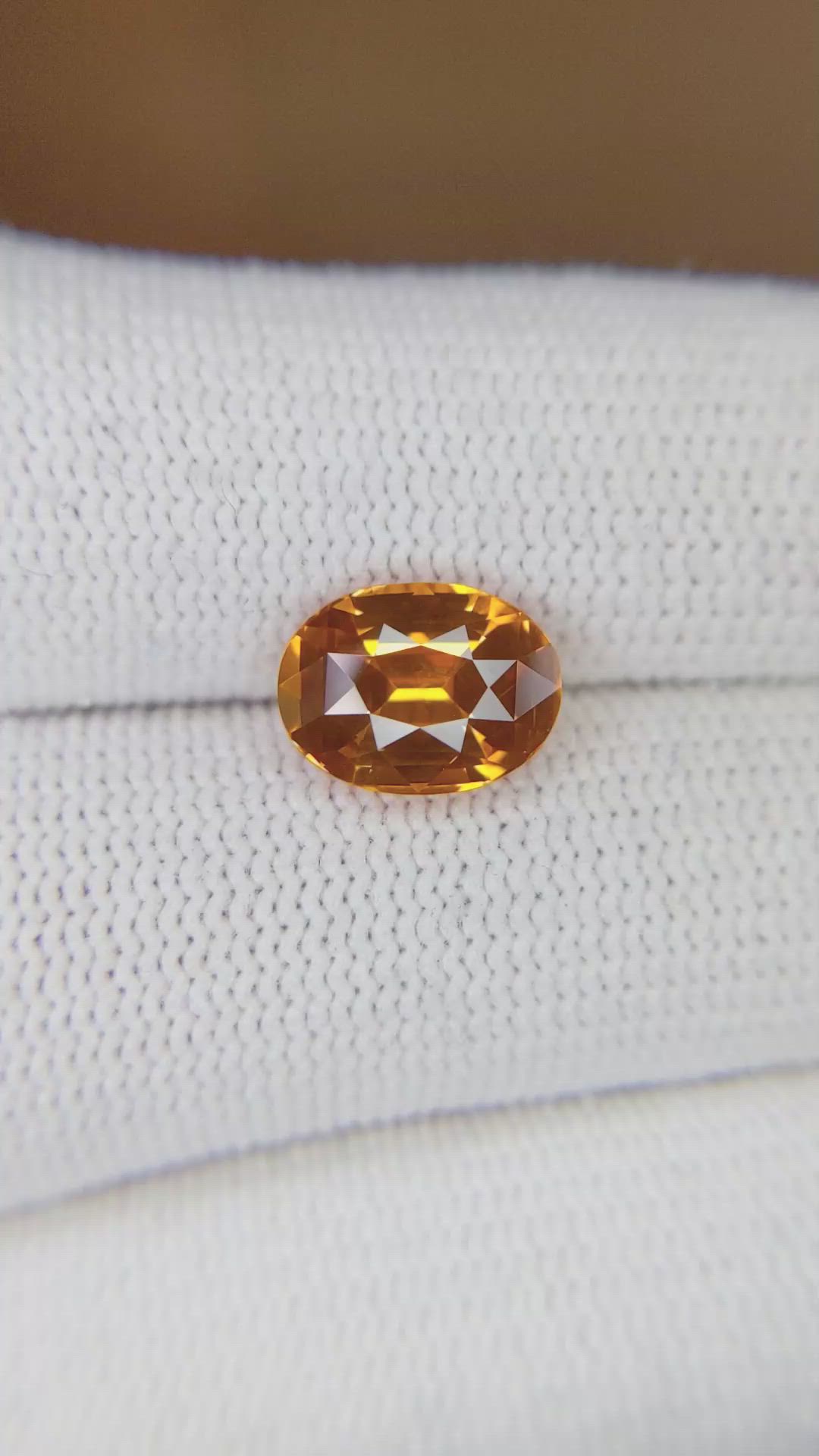 3.03 Ct. Orange Sapphire from Ceylon (Sri Lanka) Size Video