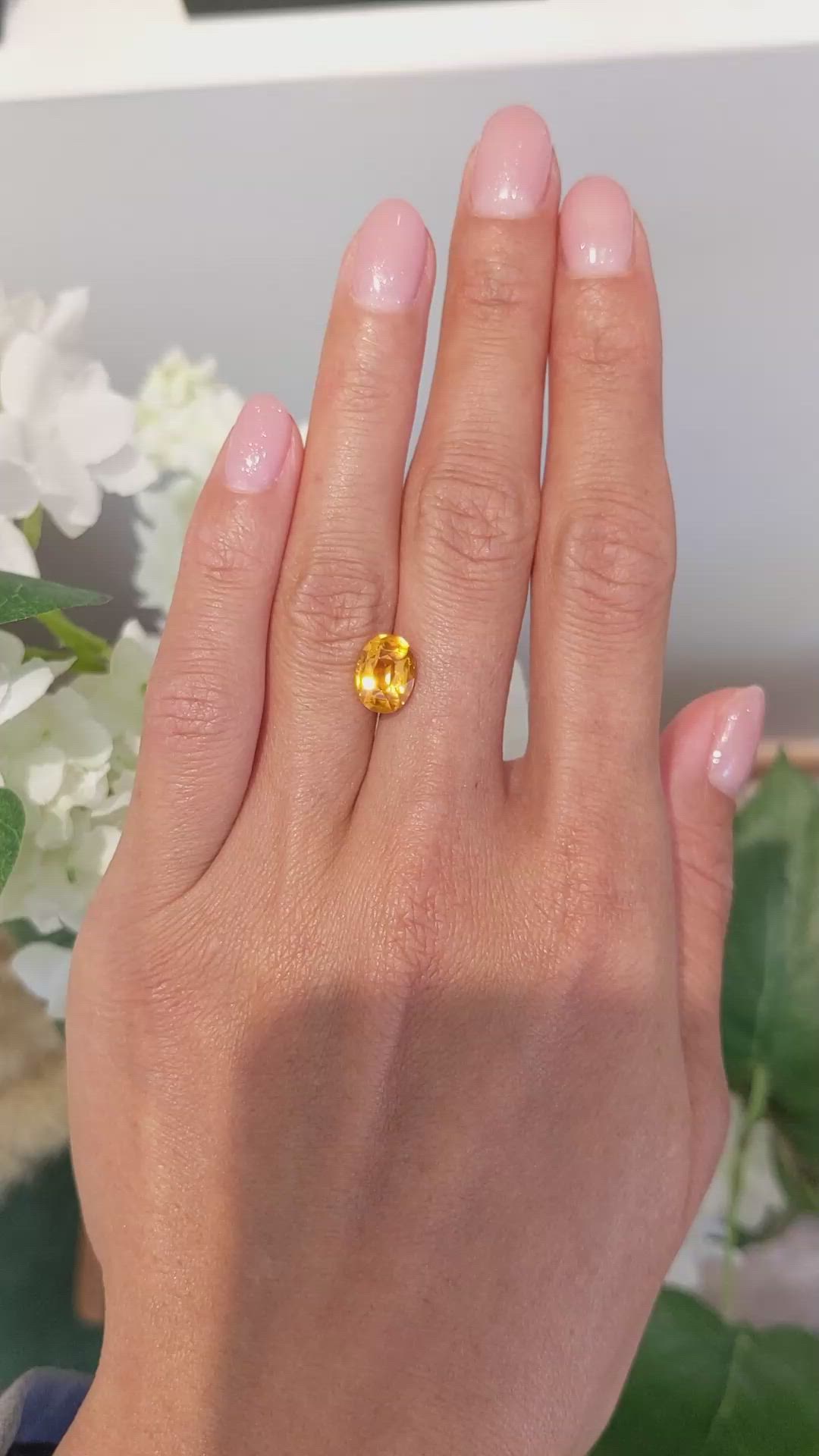 3.03 Ct. Orange Sapphire from Ceylon (Sri Lanka) Size Video