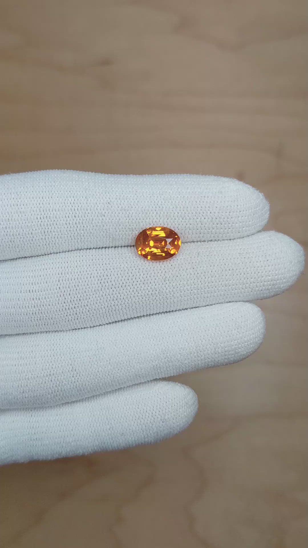 3.03 Ct. Orange Sapphire from Ceylon (Sri Lanka) Size Video
