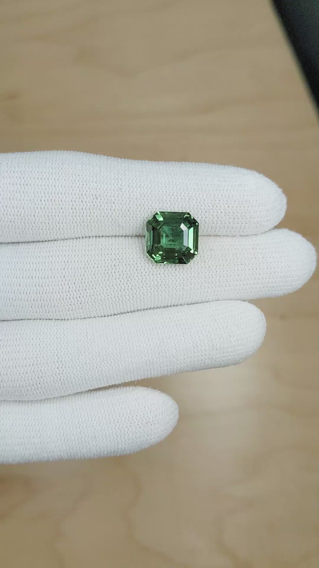 7.53 Ct. Bluish Green Sapphire from Madagascar Size Video