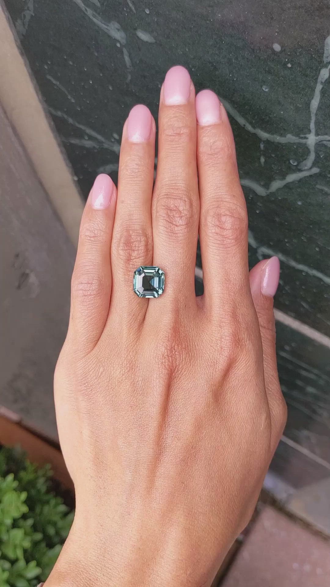 7.53 Ct. Bluish Green Sapphire from Madagascar Size Video
