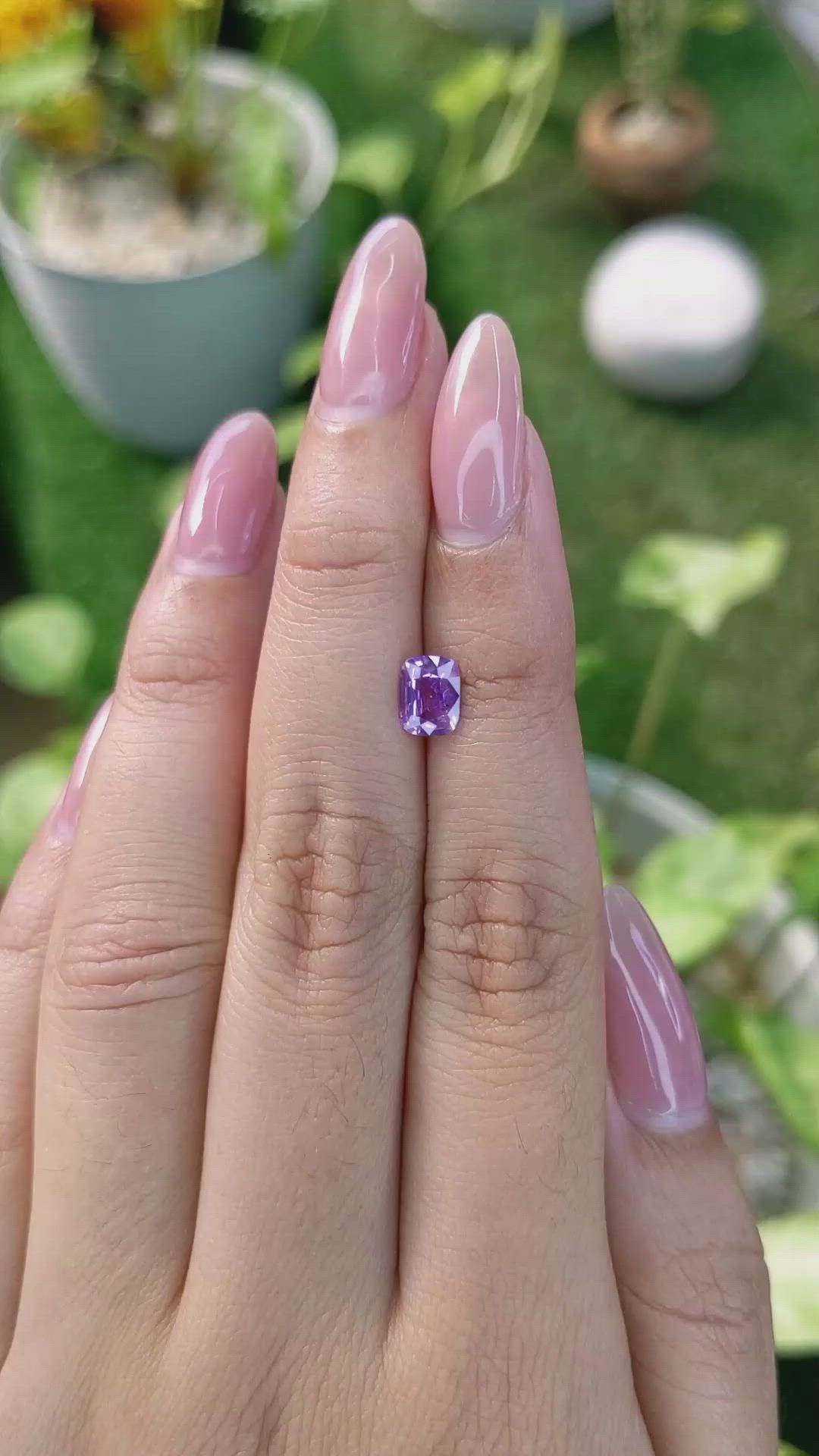 0.97 Ct. Pinkish Purple Sapphire from Ceylon (Sri Lanka) Size Video