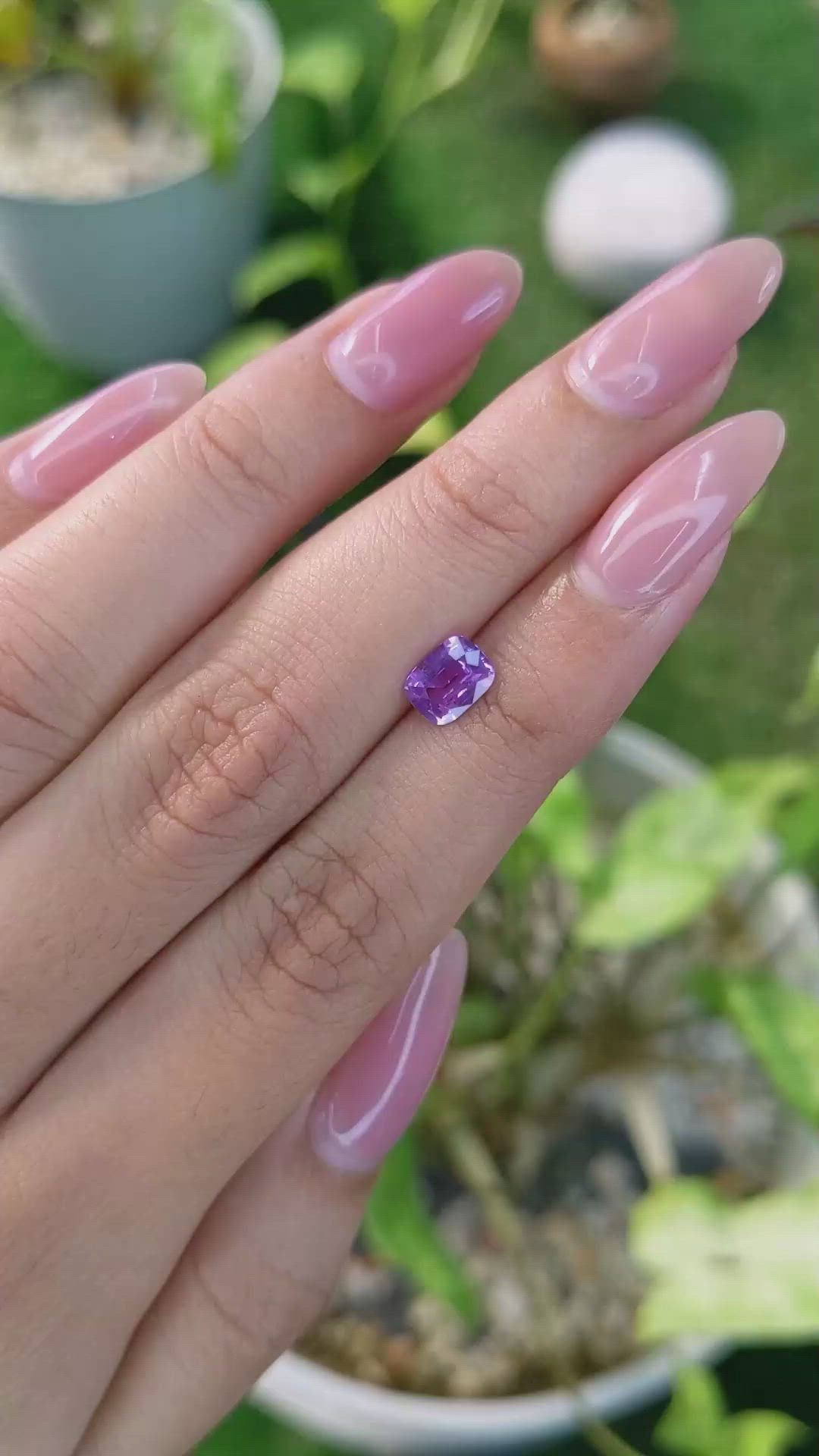 0.97 Ct. Pinkish Purple Sapphire from Ceylon (Sri Lanka) Size Video