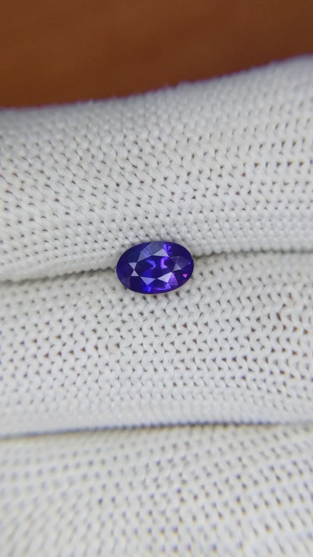 1.09 Ct. Bluish Purple Sapphire from Ceylon (Sri Lanka) Size Video