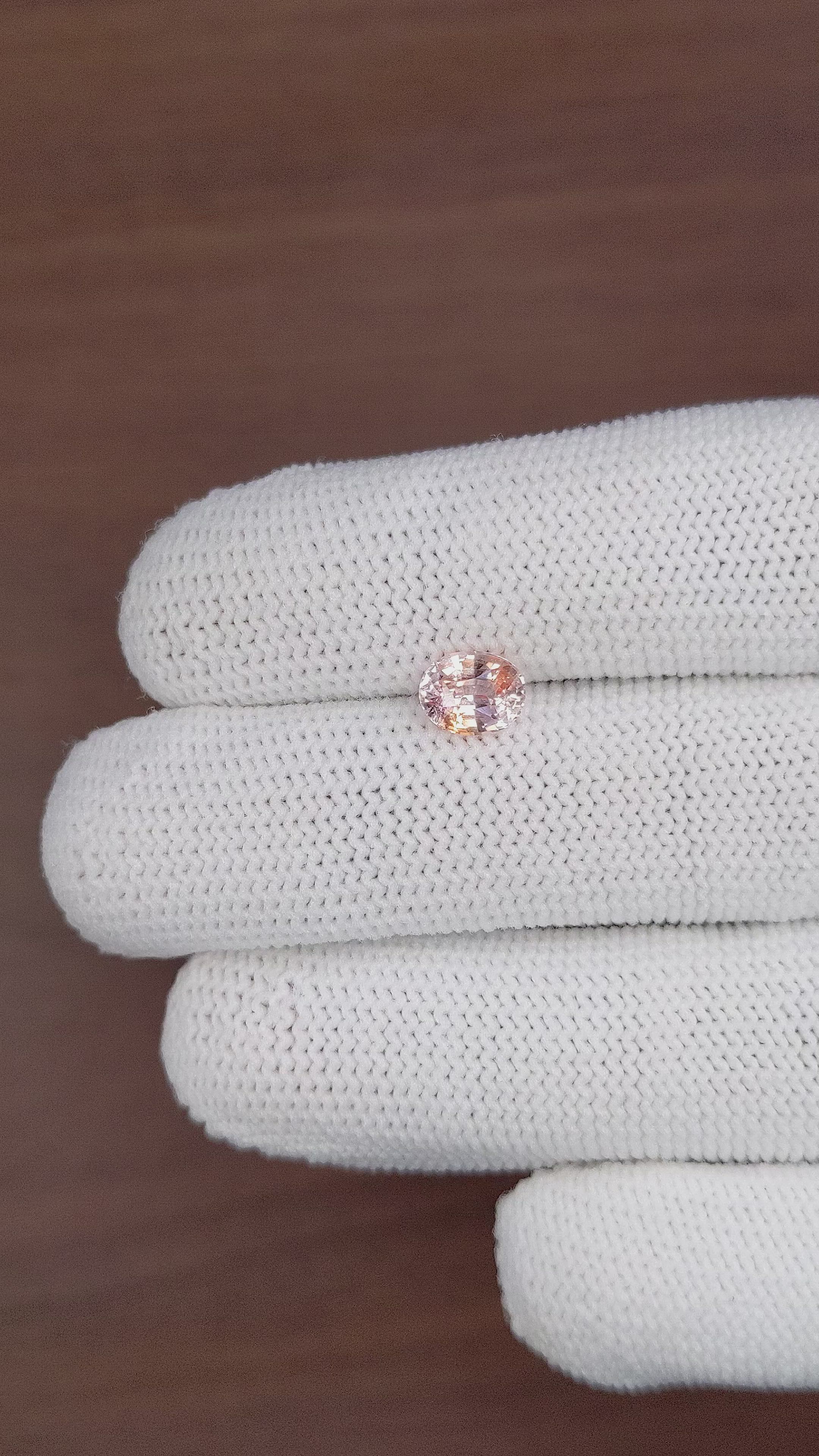 1.36 Ct. Peach Sapphire from Ceylon (Sri Lanka) Size Video