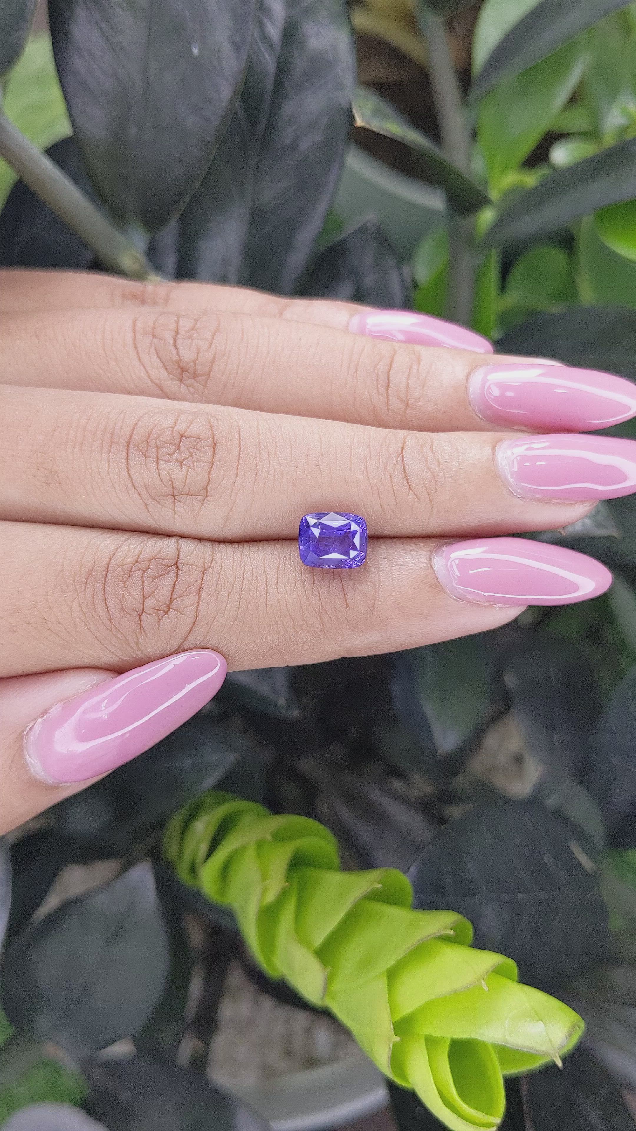 3.07 Ct. Bluish Purple Sapphire from Ceylon (Sri Lanka) Size Video