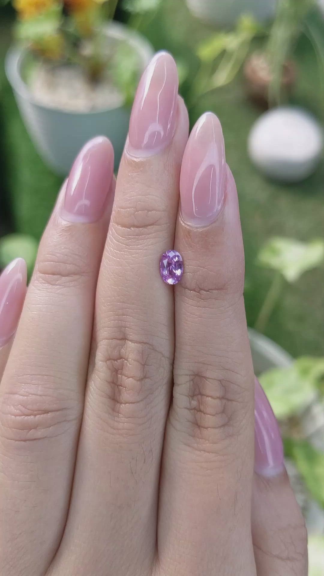0.63 Ct. Pinkish Purple Sapphire from Ceylon (Sri Lanka) Size Video