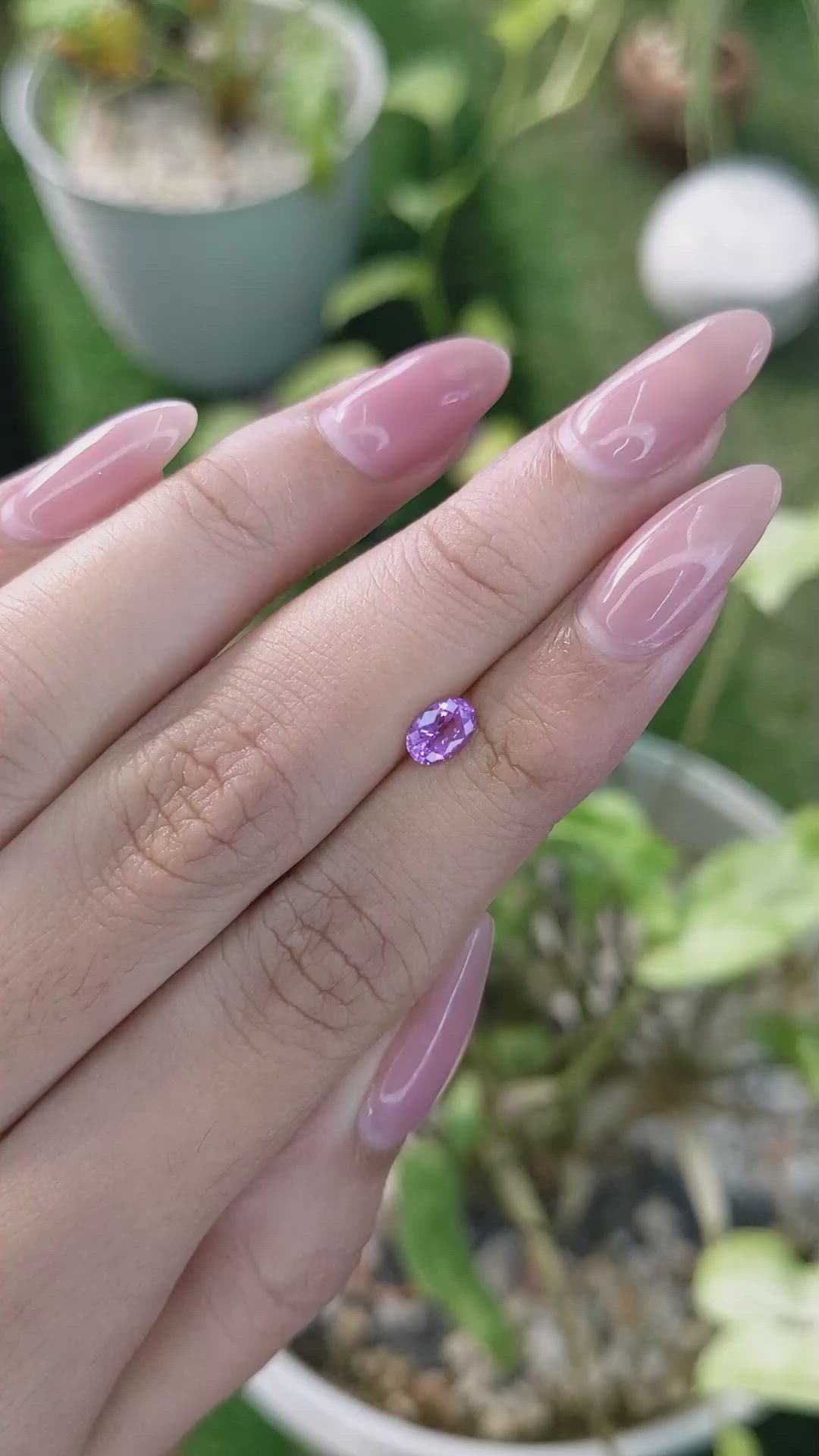 0.63 Ct. Pinkish Purple Sapphire from Ceylon (Sri Lanka) Size Video