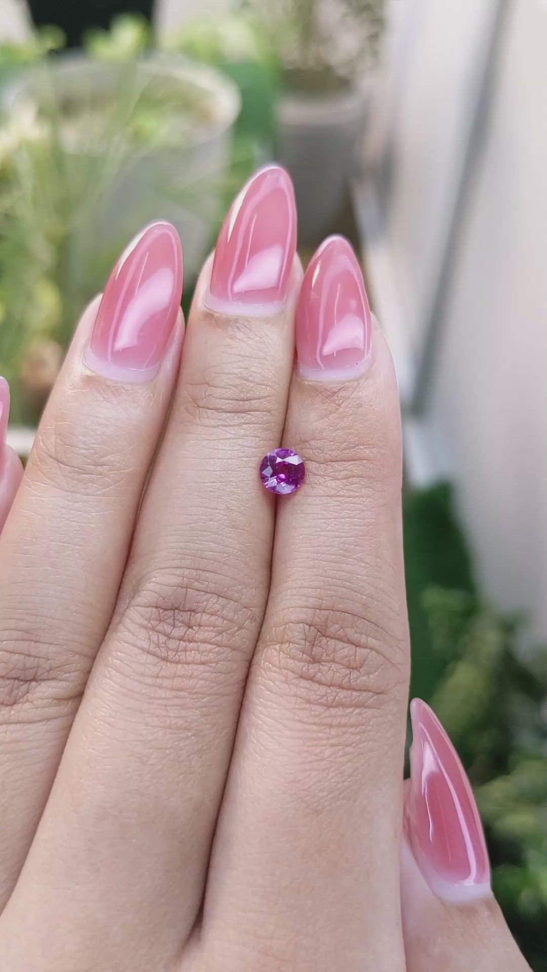 0.65 Ct. Purplish Pink Sapphire from Ceylon (Sri Lanka) Size Video