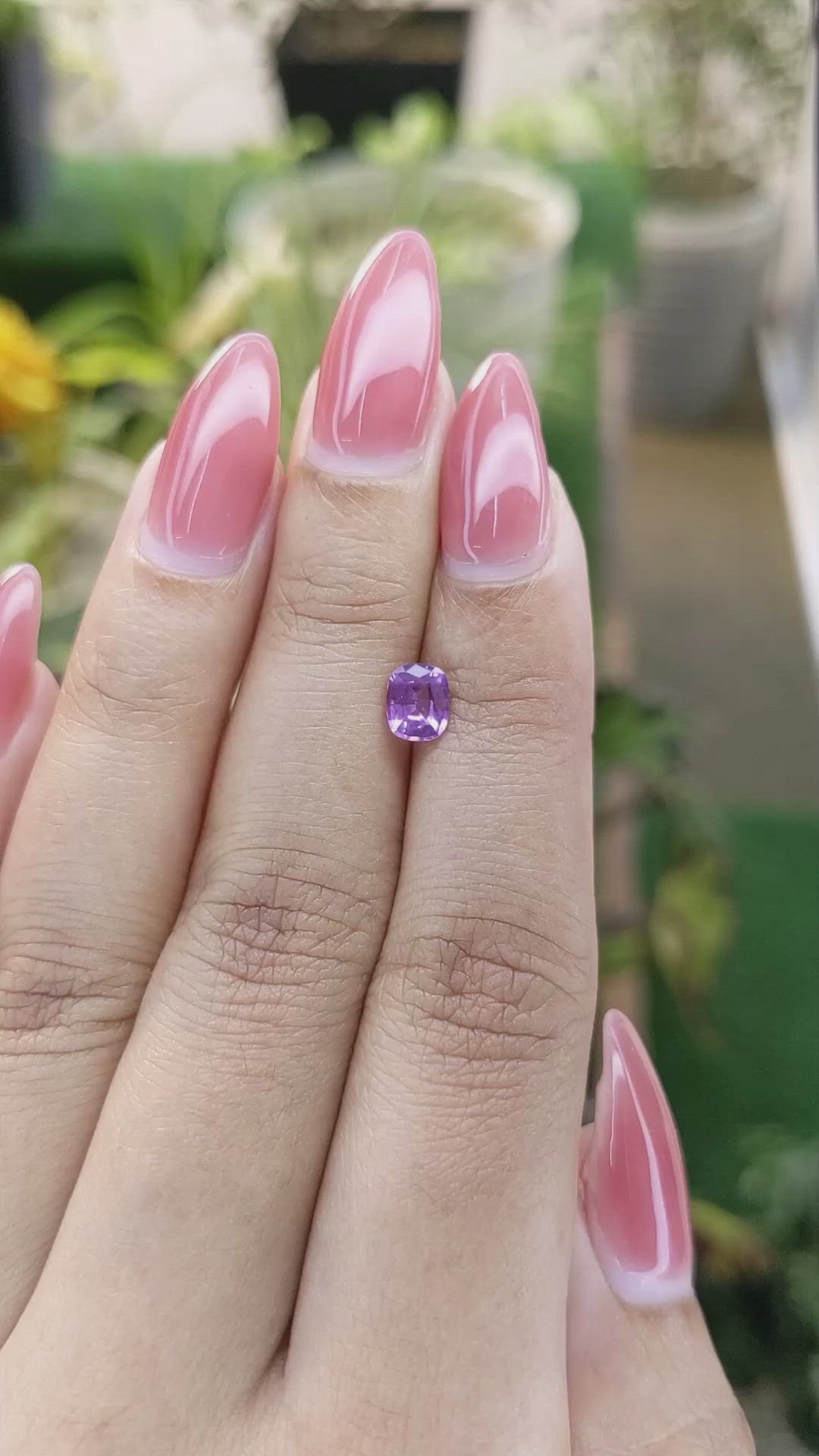 0.72 Ct. Pinkish Purple Sapphire from Ceylon (Sri Lanka) Size Video